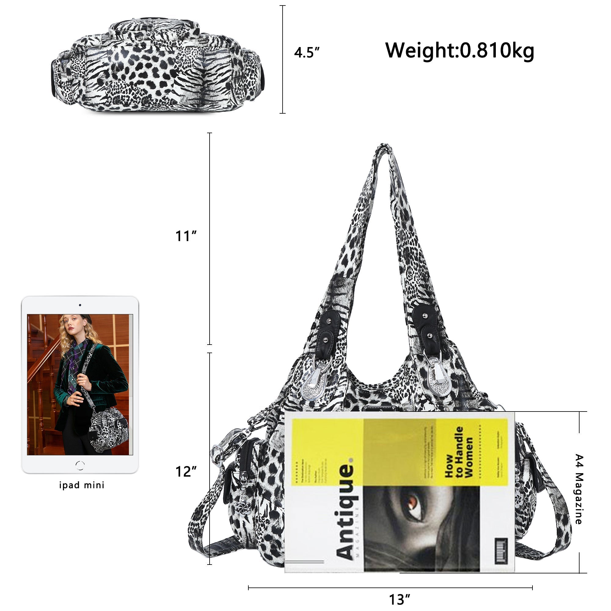 Faux Leather Leopard Print Shoulder Bag · Crossbody Purse For Women