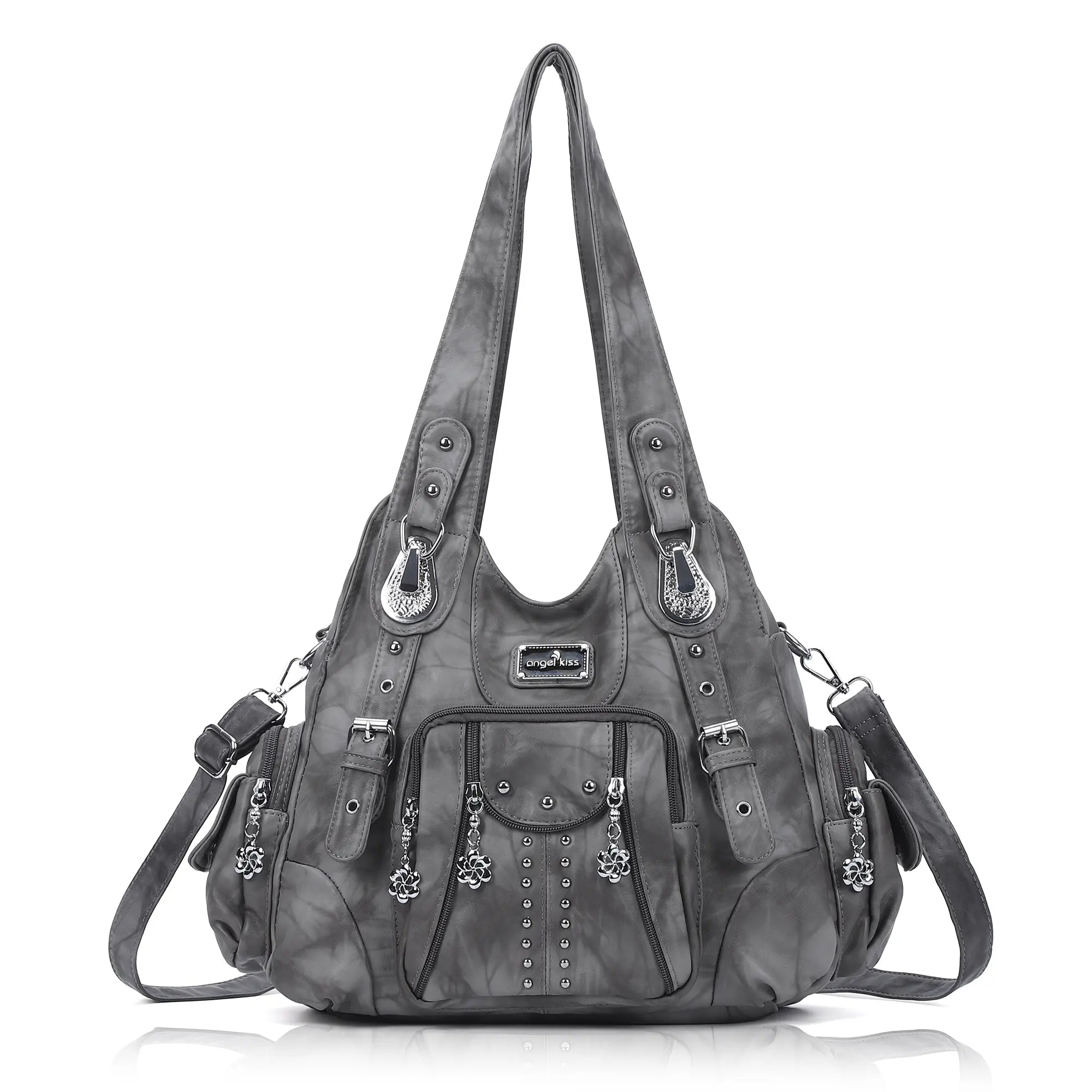 Tie-Dye Hobo Shoulder Bag with Rivet Strap Details