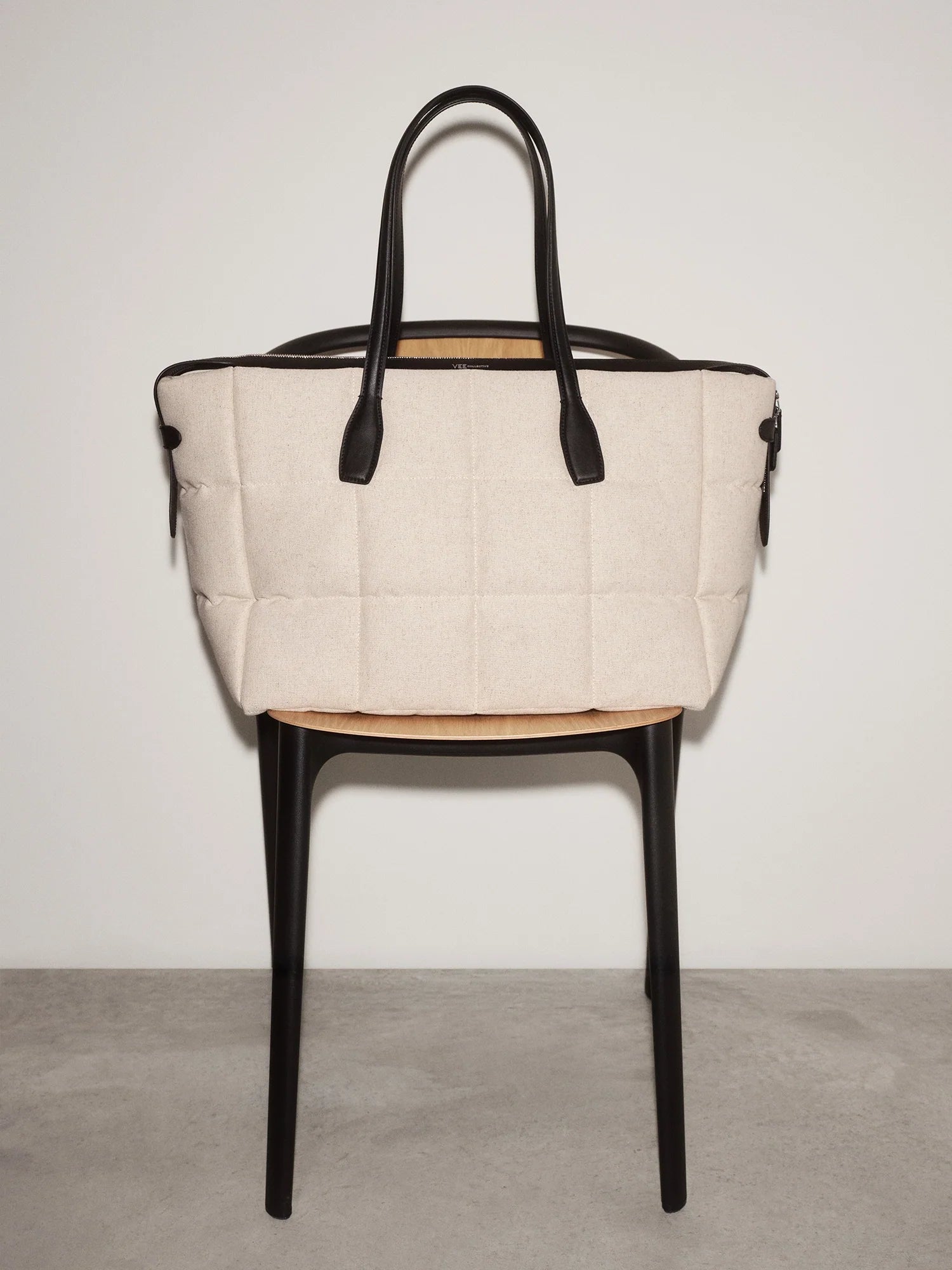 Tela Tote Large Natural Black Canvas