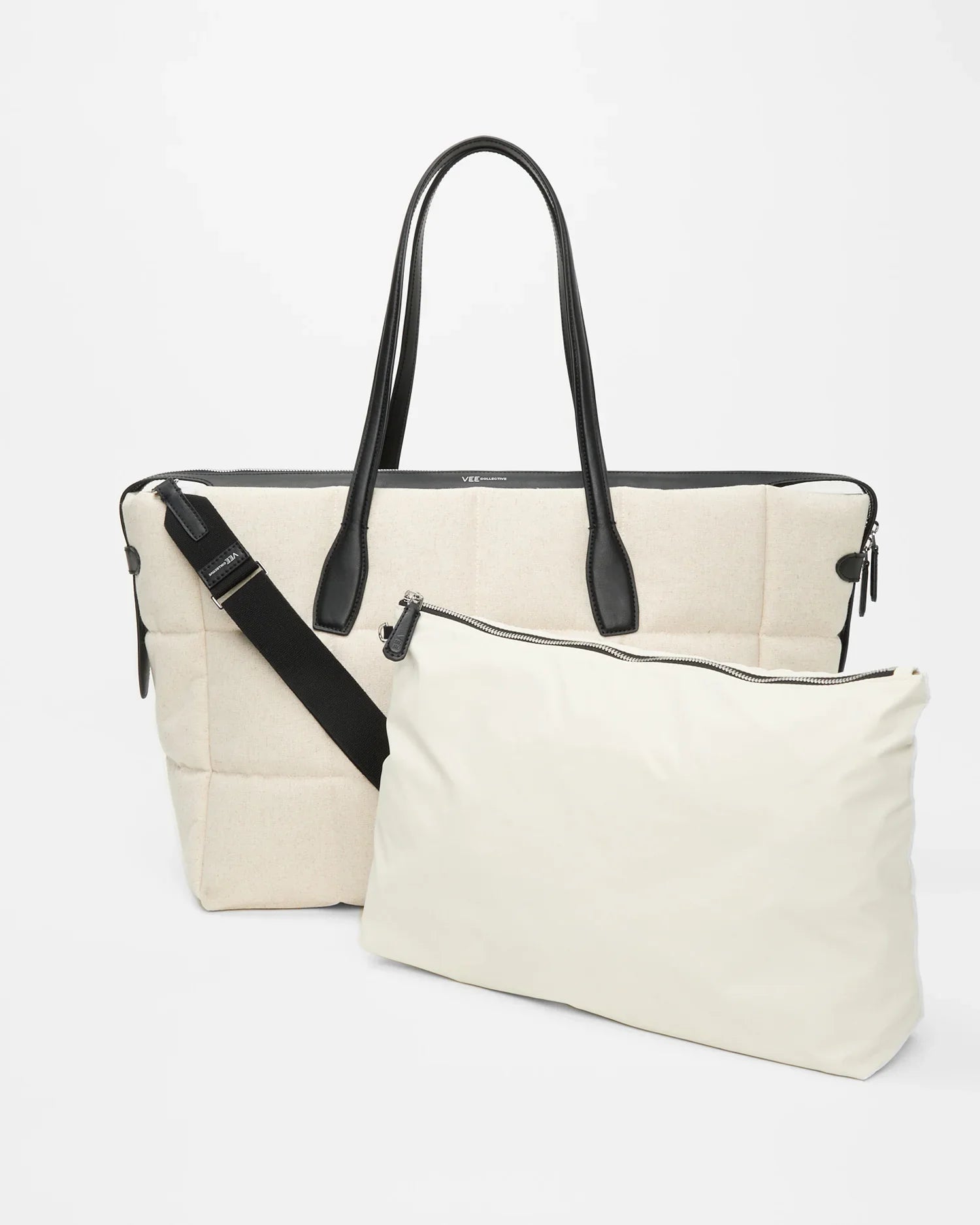 Tela Tote Large Natural Black Canvas
