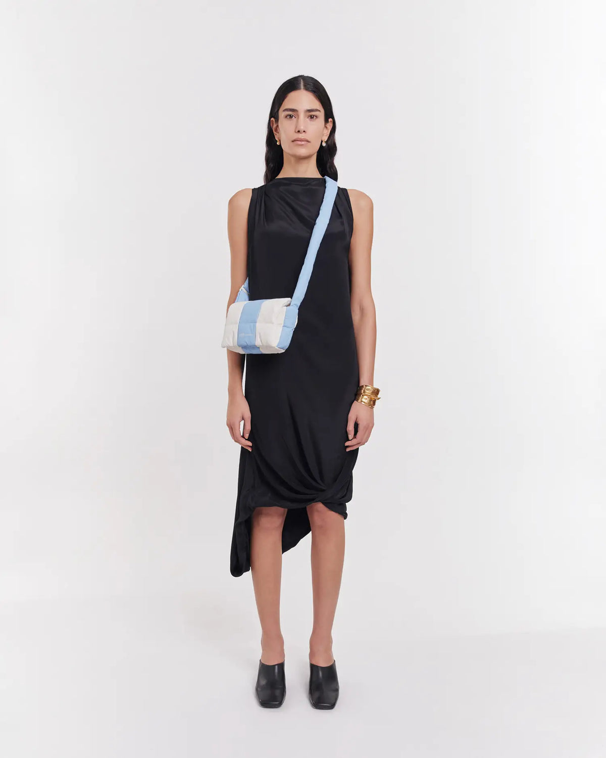 Porter Messenger Mini Cerulean - Marshmallow Stripes