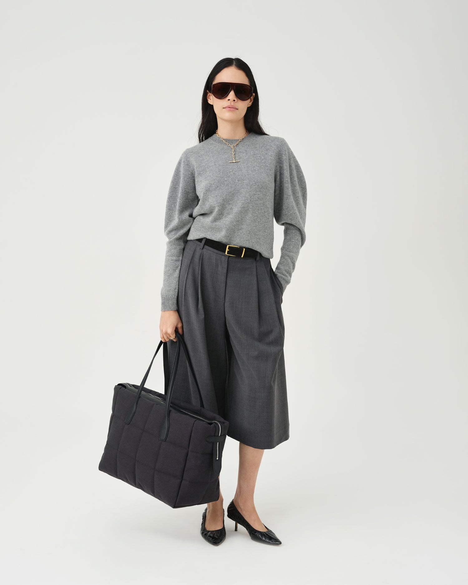 Tela Tote Large Black Canvas