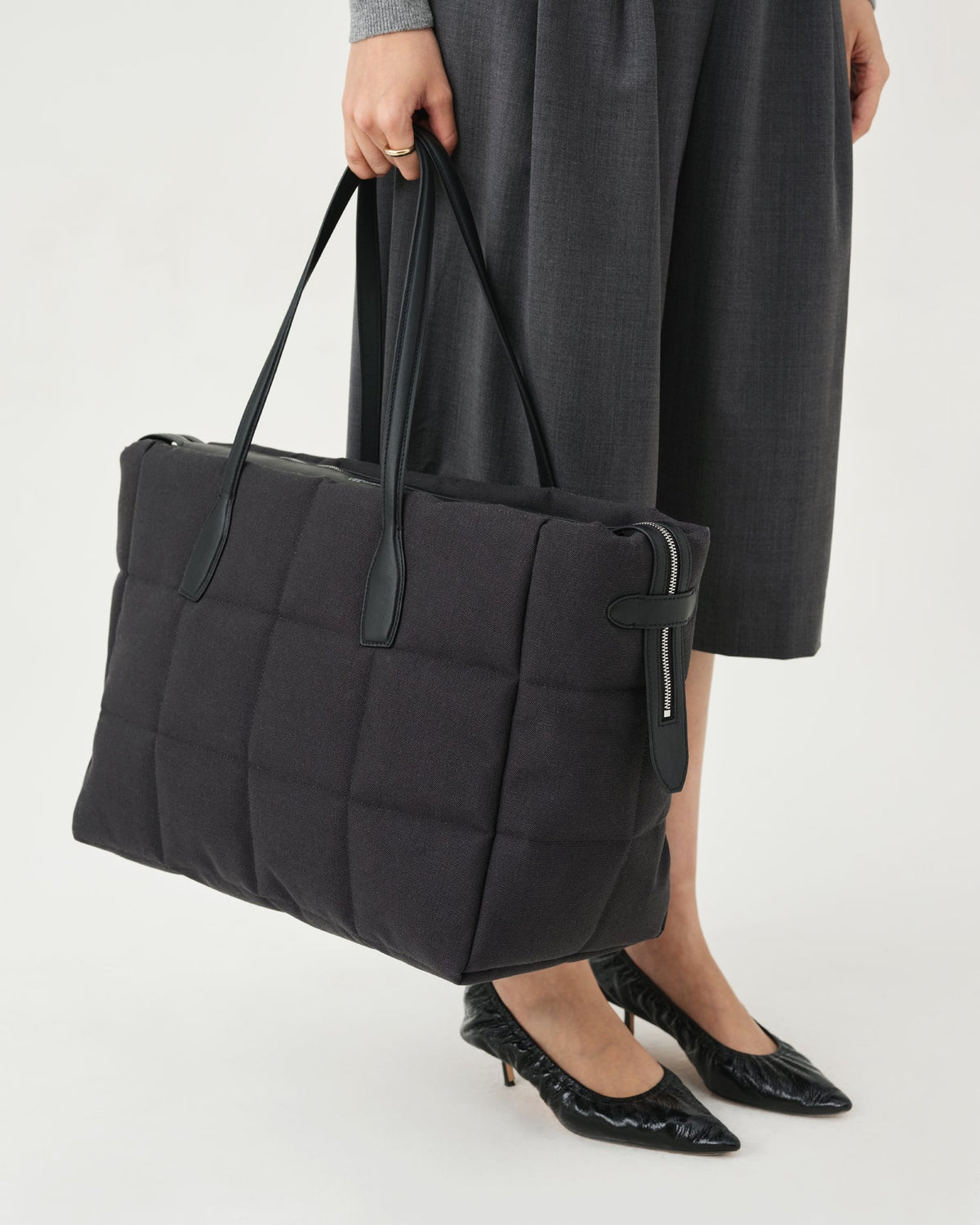 Tela Tote Large Black Canvas
