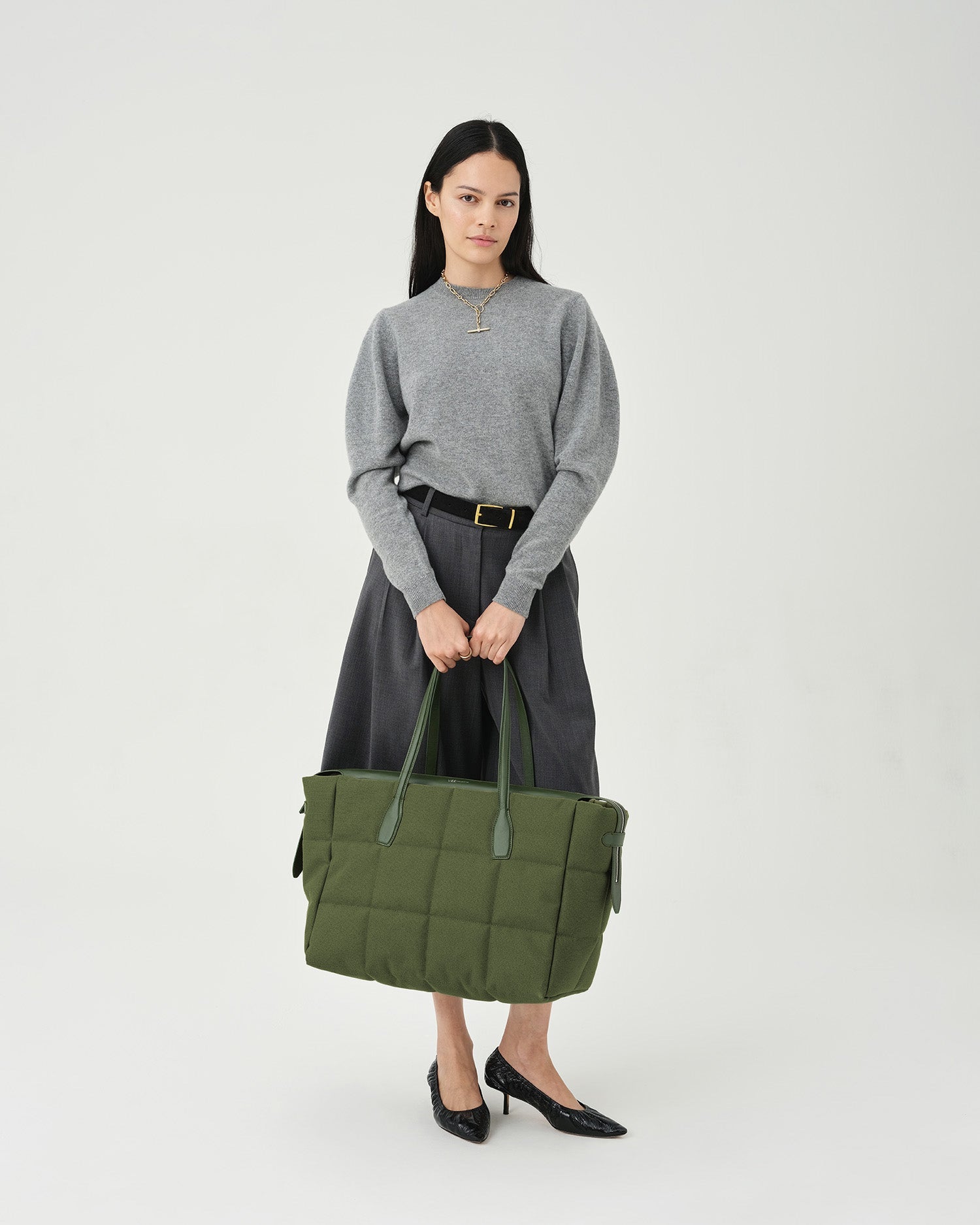 Tela Tote Large Olive Canvas