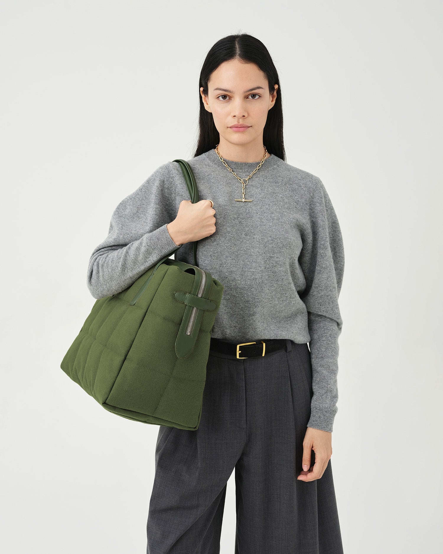 Tela Tote Large Olive Canvas