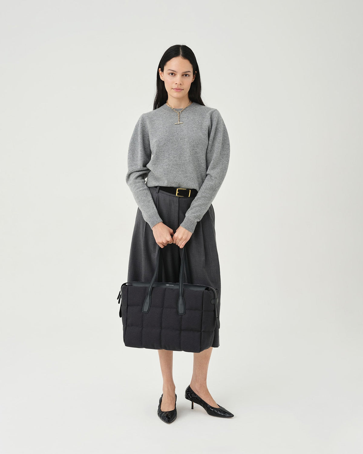 Tela Tote Medium Black Canvas