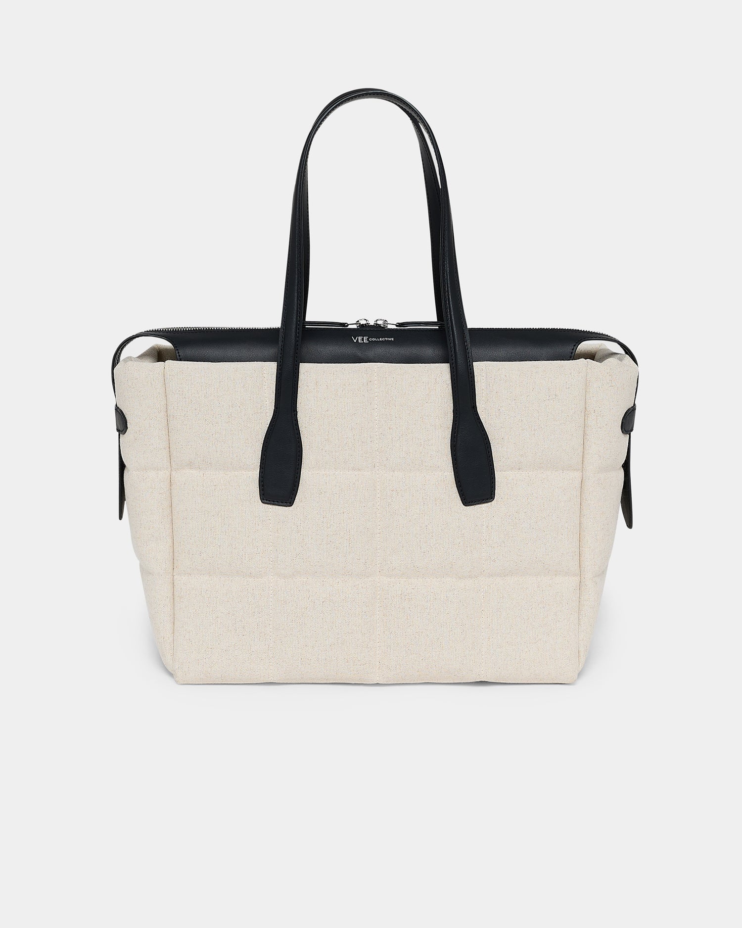 Tela Tote Medium Natural Black Canvas