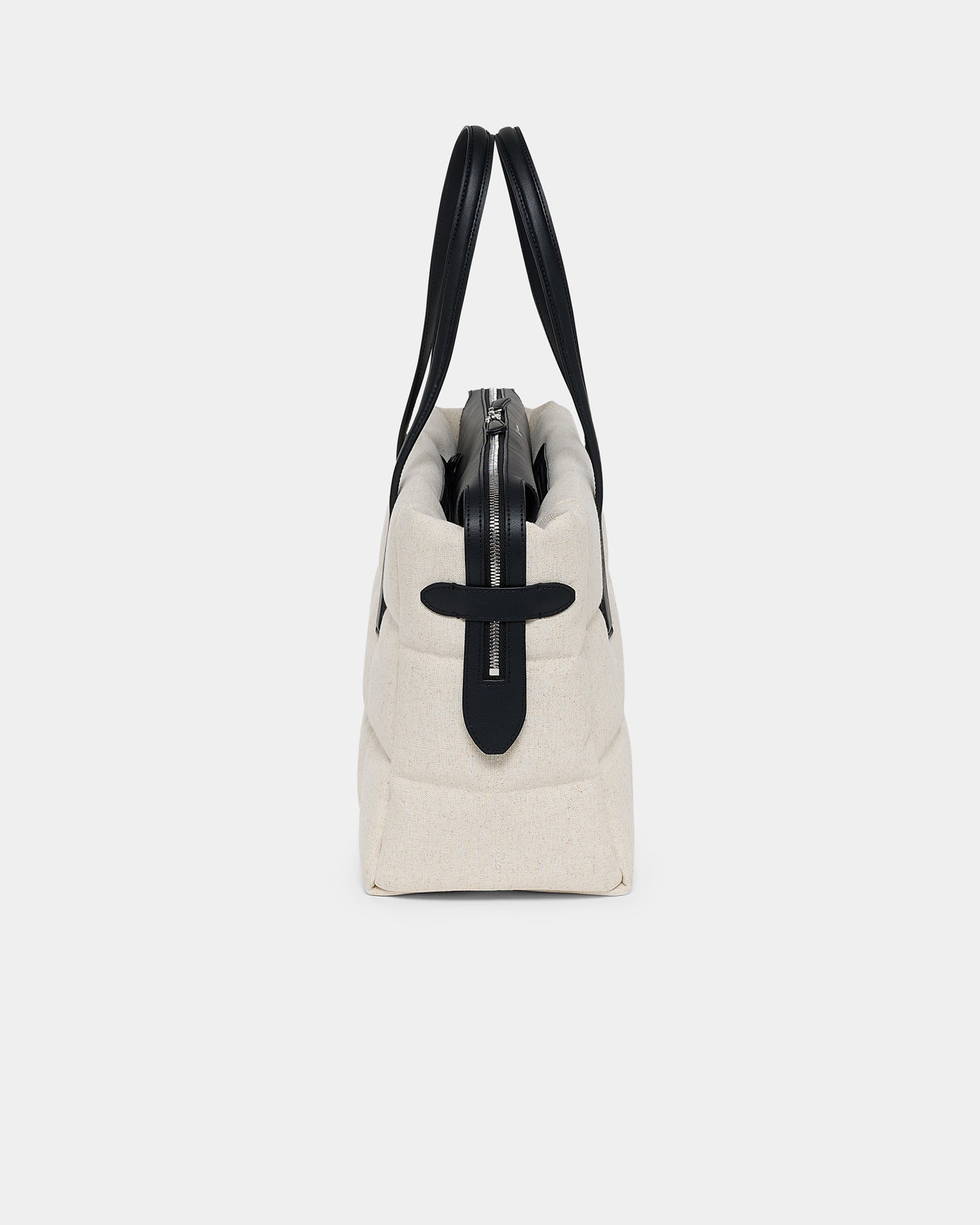 Tela Tote Medium Natural Black Canvas