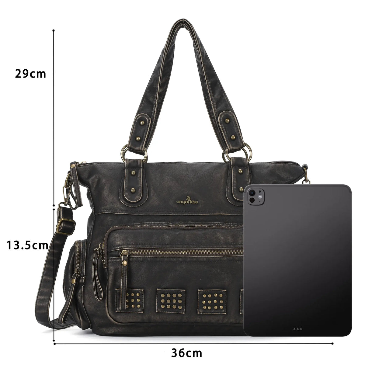 Vintage Vegan Leather Large Capacity Business Commuter Multi-functional Tote Shoulder Bag