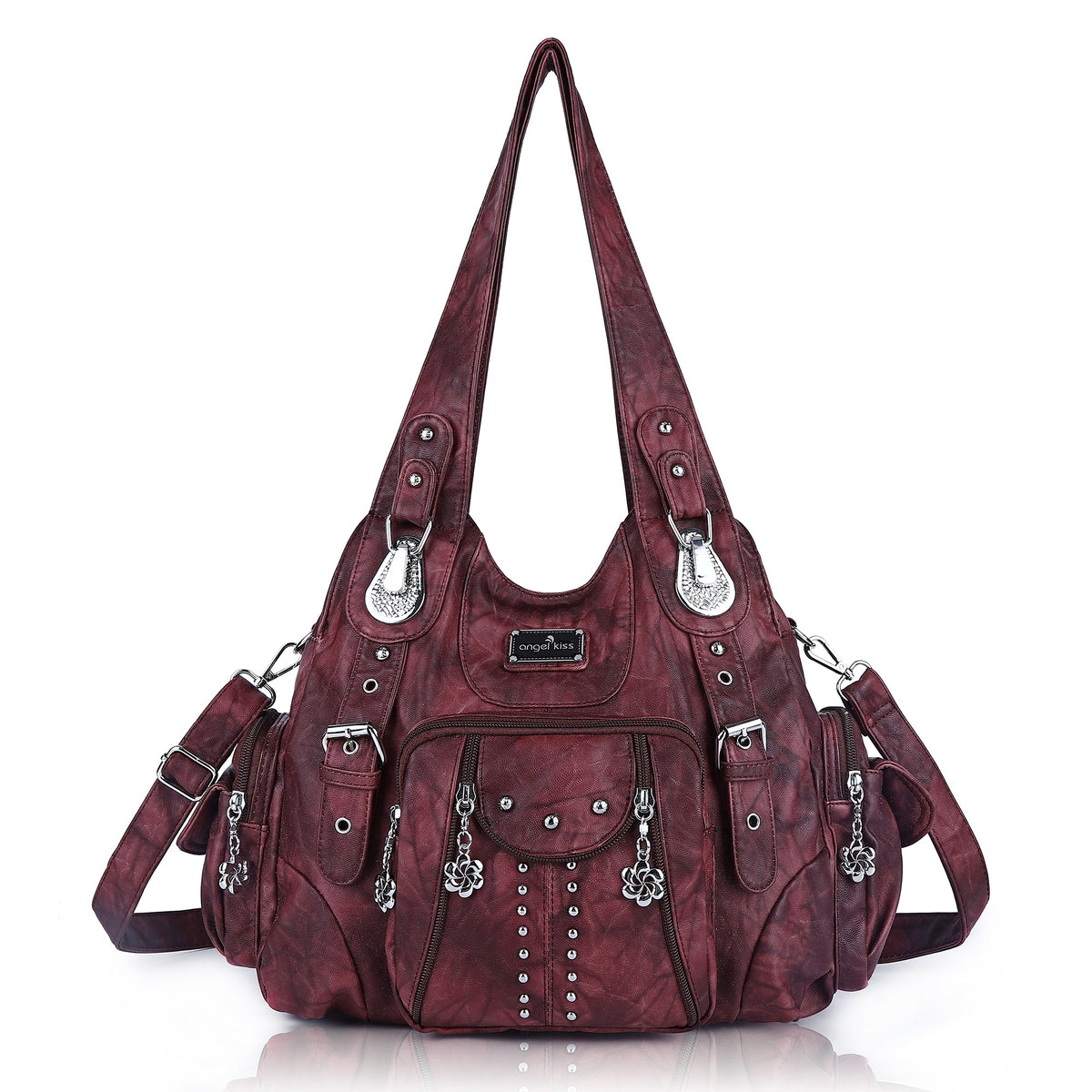 Tie-Dye Hobo Shoulder Bag with Rivet Strap Details