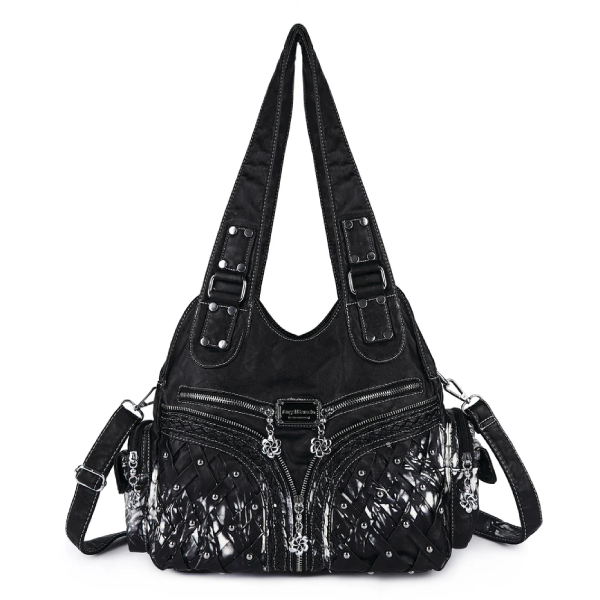 Handmade Women Hobo Bag – Washed PU Leather Tie-Dye & Multi-Functional