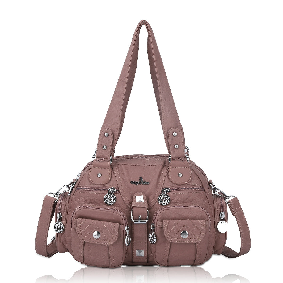 Soft Multi-Pocket Shoulder Bag with Adjustable Strap