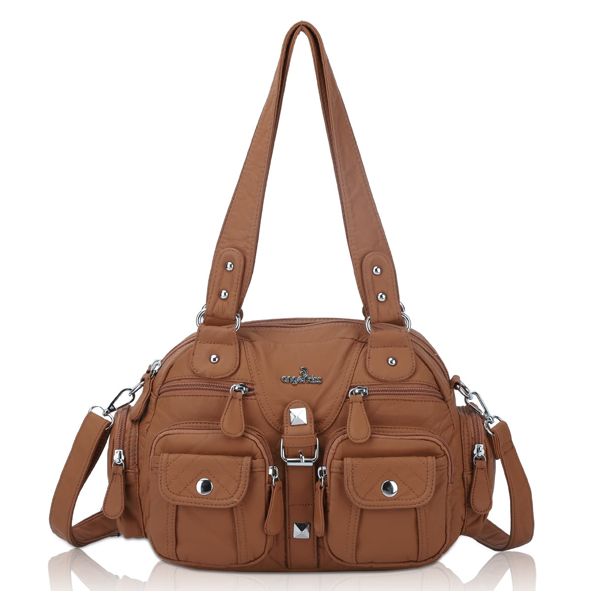 Soft Multi-Pocket Shoulder Bag with Adjustable Strap