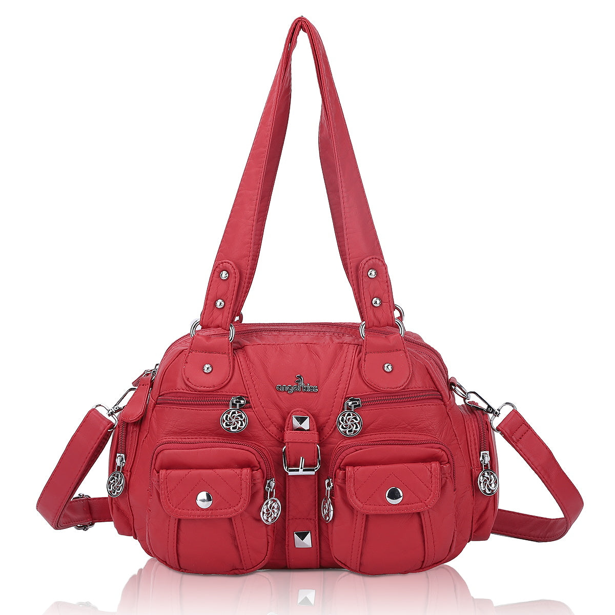 Soft Multi-Pocket Shoulder Bag with Adjustable Strap