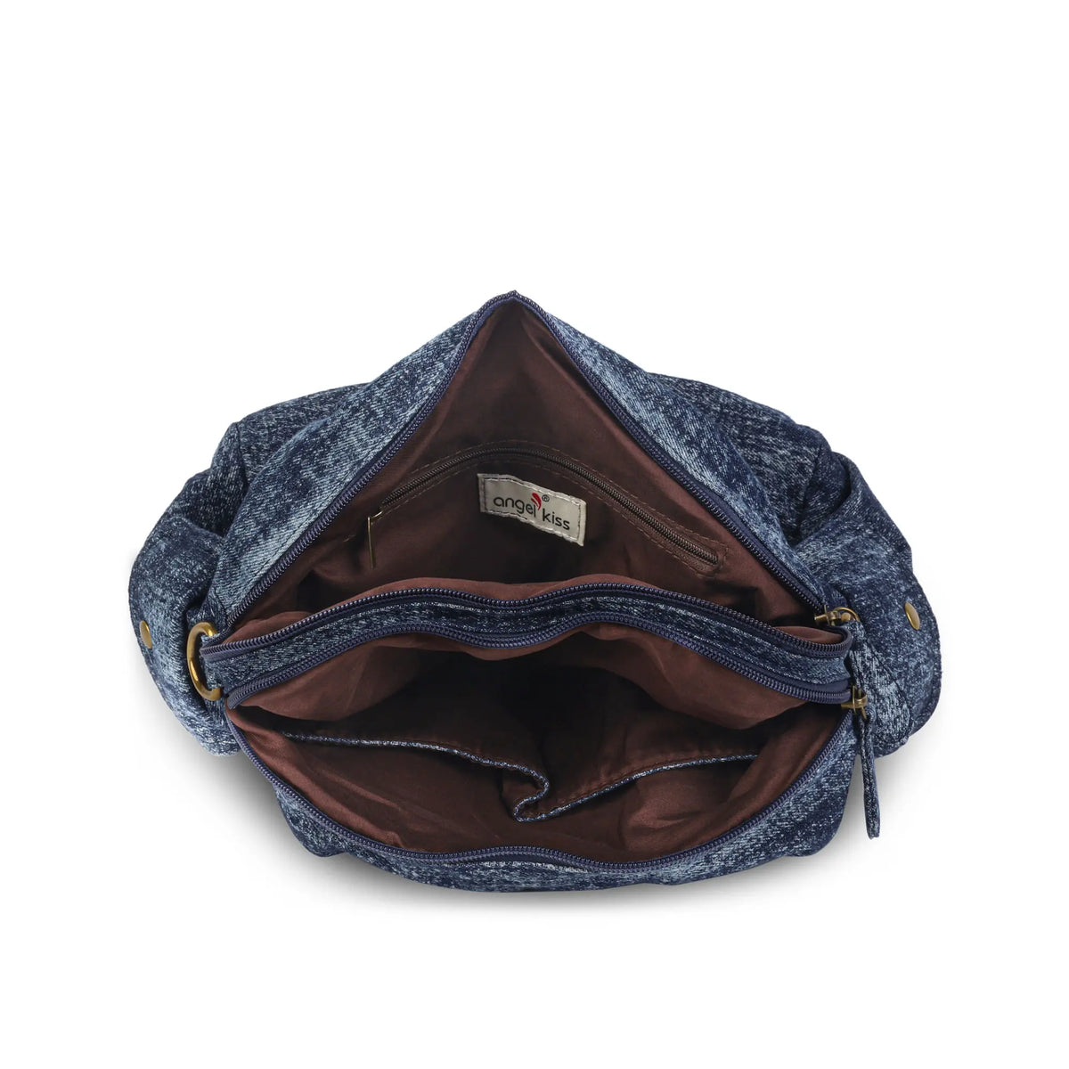 Multi-Pocket Soft Denim Tote Bag – Casual Everyday Shoulder Bag with Top Handles
