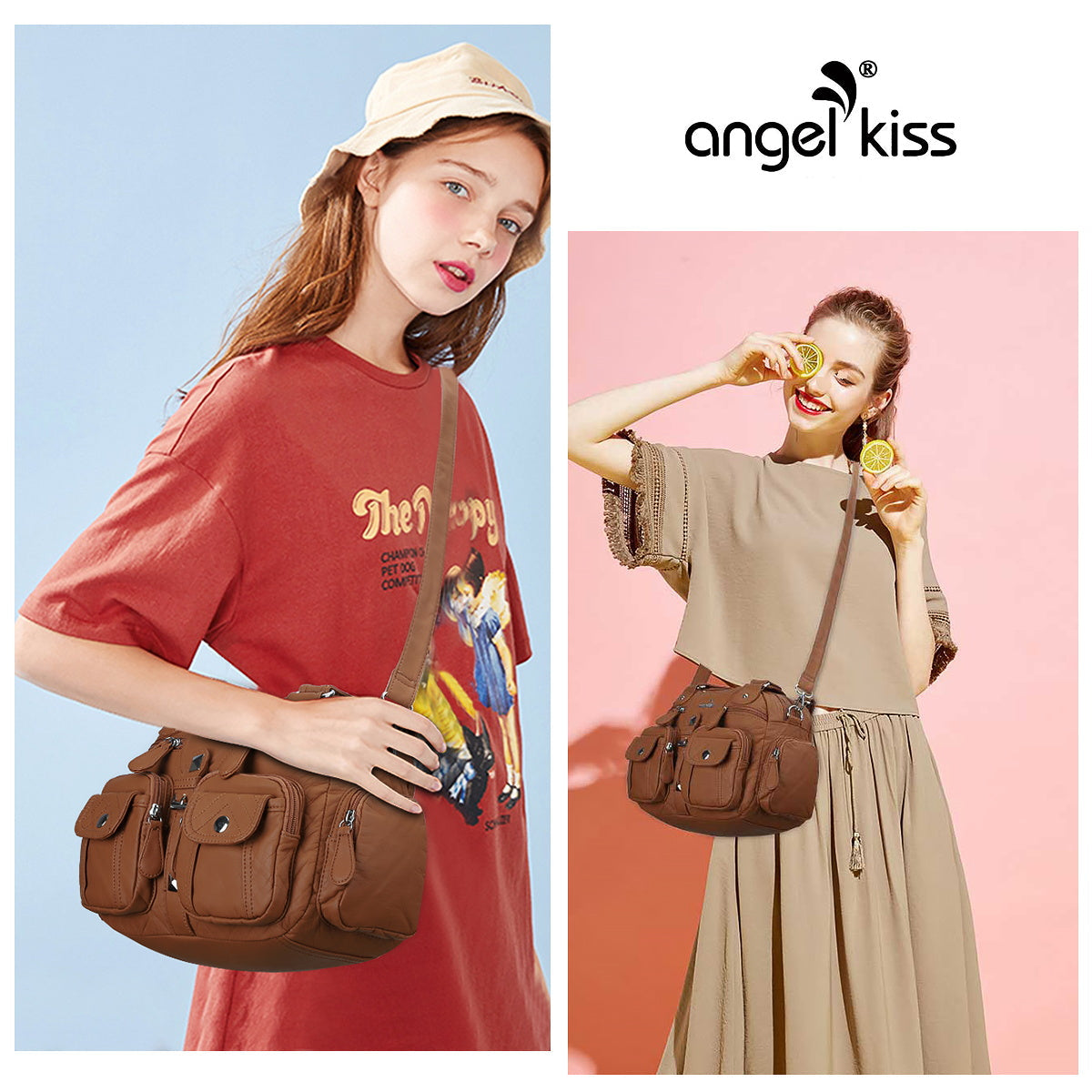 Soft Multi-Pocket Shoulder Bag with Adjustable Strap
