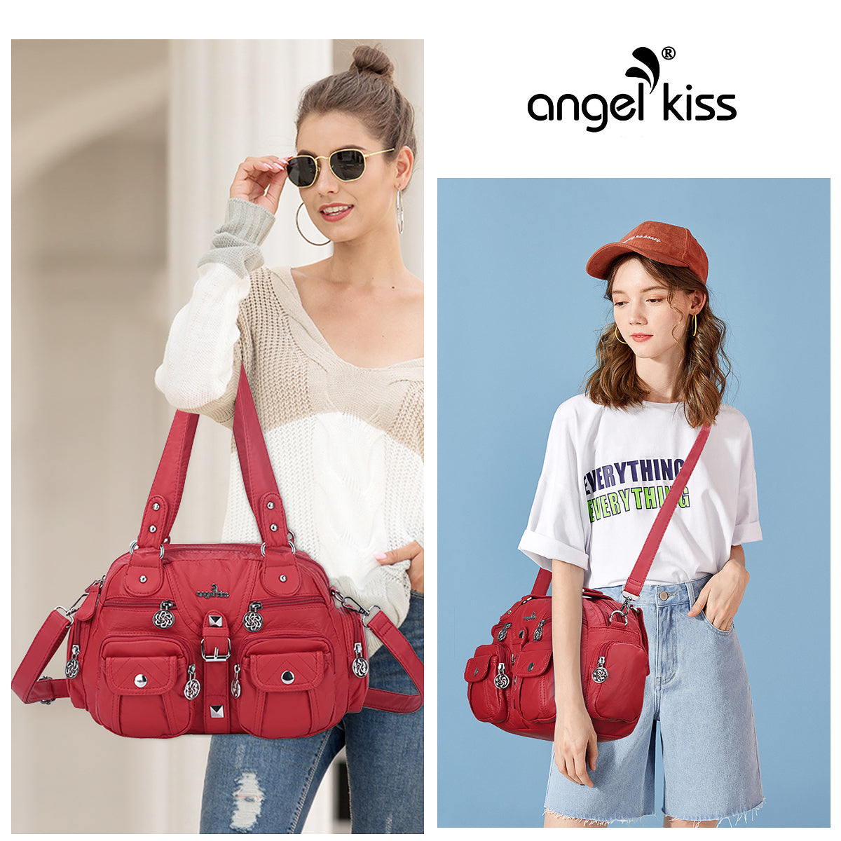 Soft Multi-Pocket Shoulder Bag with Adjustable Strap