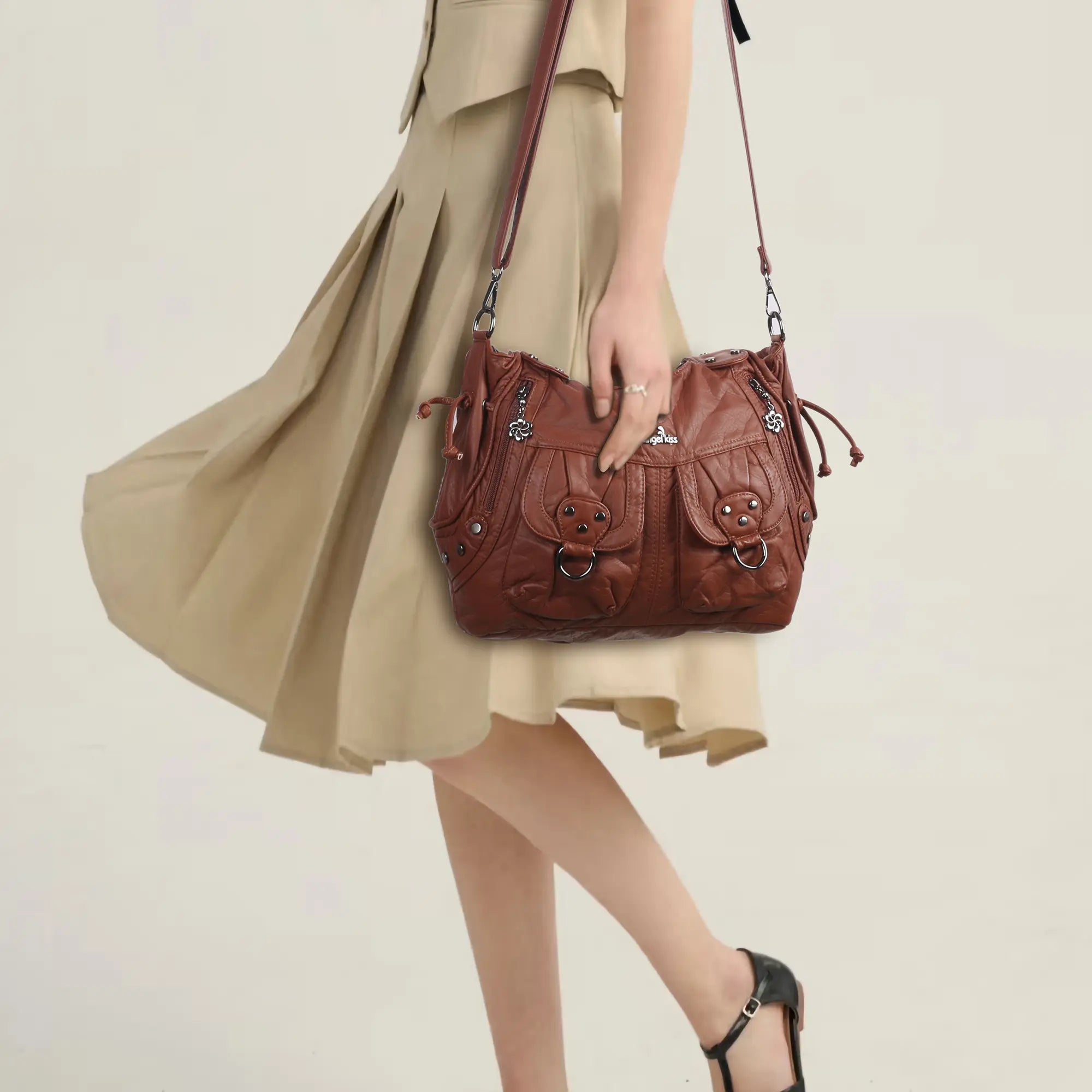 Angelkiss Urban Washed PU Shoulder Bag