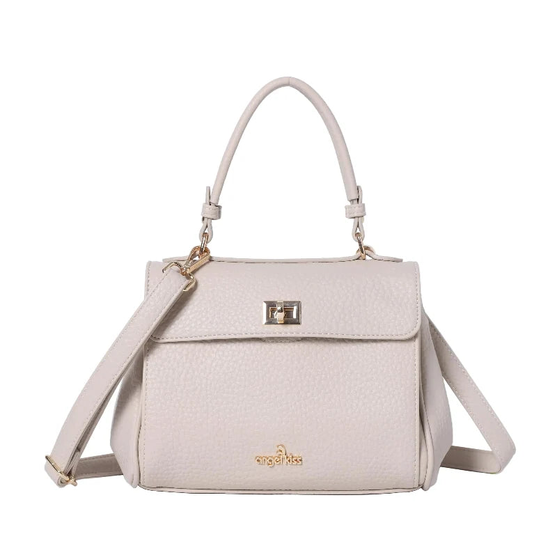 Top Handle Crossbody Bag with Turn-Lock Closure