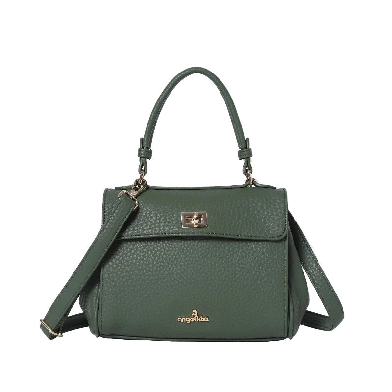 Top Handle Crossbody Bag with Turn-Lock Closure