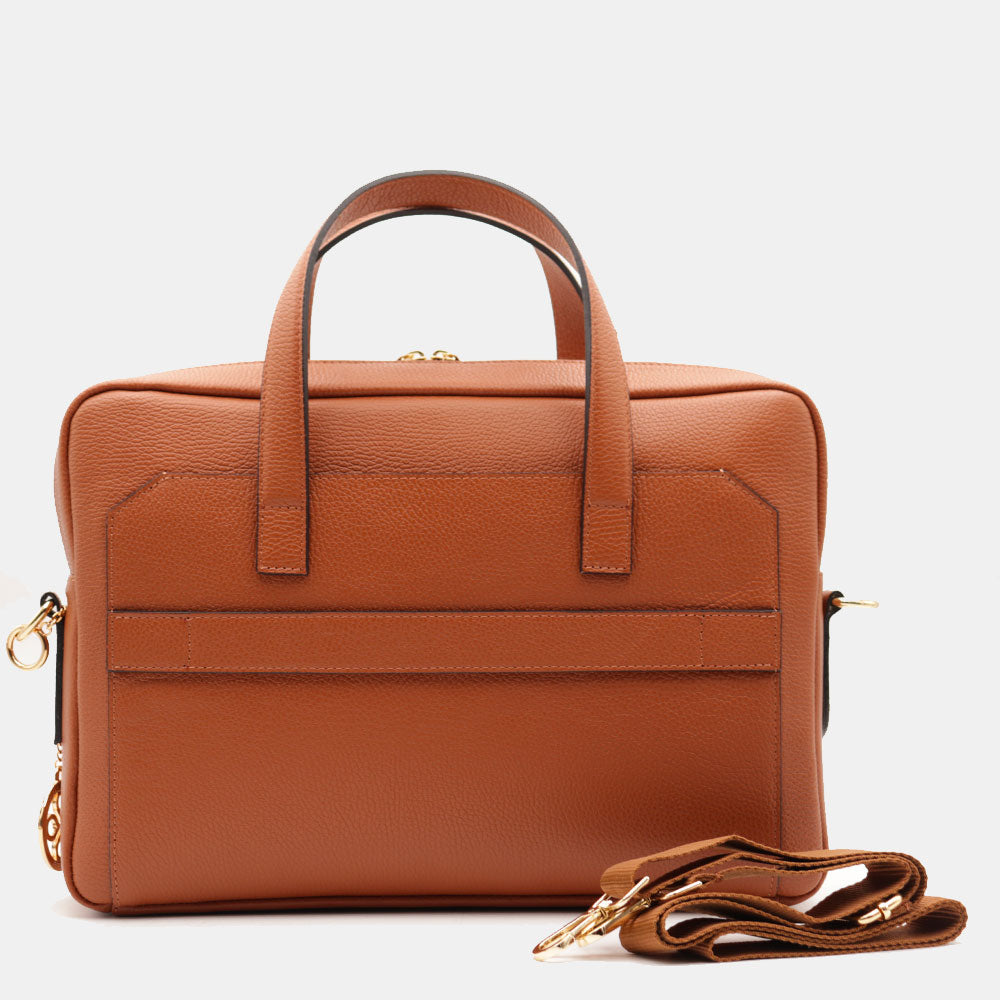 VIAVERDI Business-Tasche aus hellbraunem Leder, hergestellt in Italien