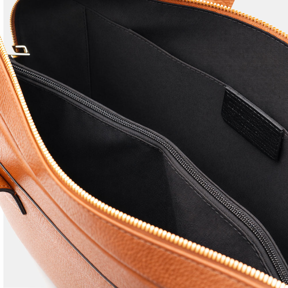VIAVERDI Business-Tasche aus hellbraunem Leder, hergestellt in Italien