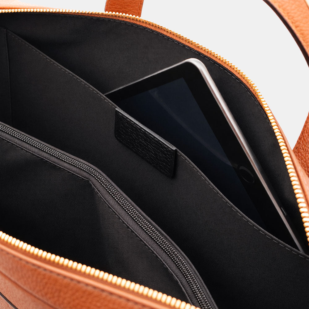 VIAVERDI Business-Tasche aus hellbraunem Leder, hergestellt in Italien