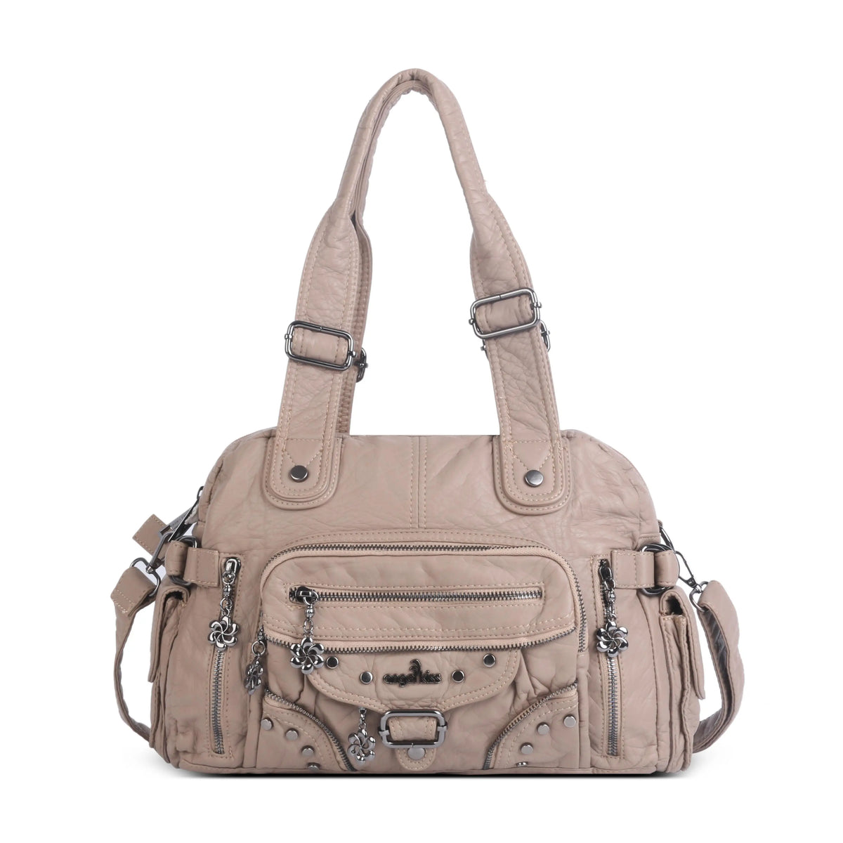 Multi-Pocket Vintage Vegan Leather Tote – Classic Shoulder & Handbag for Women