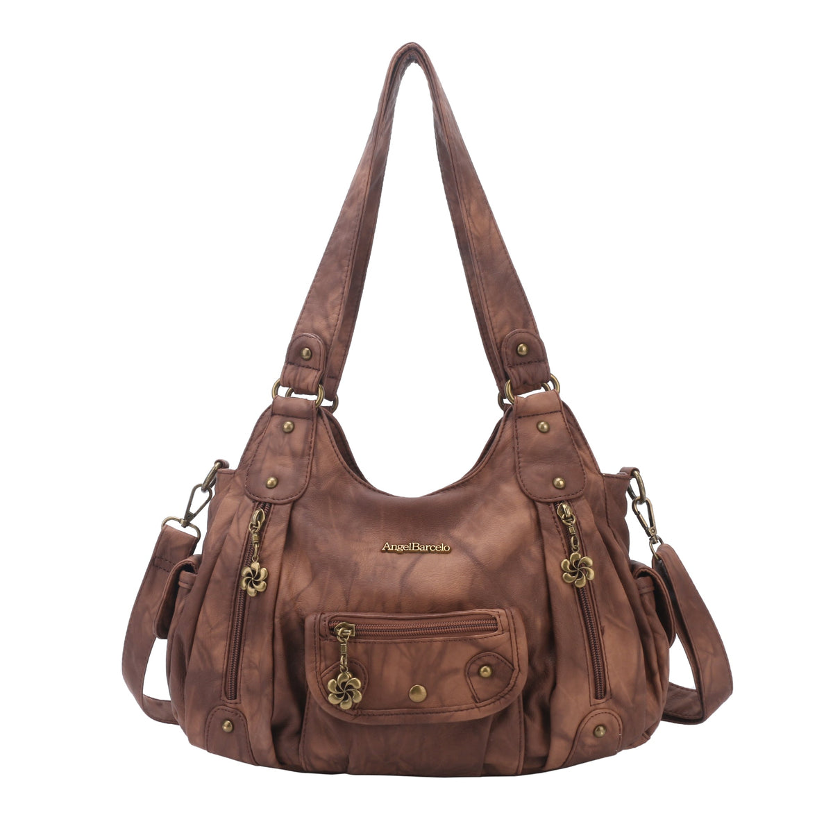 Vintage Washed Tie-Dye Multi-Pocket Shoulder Bag