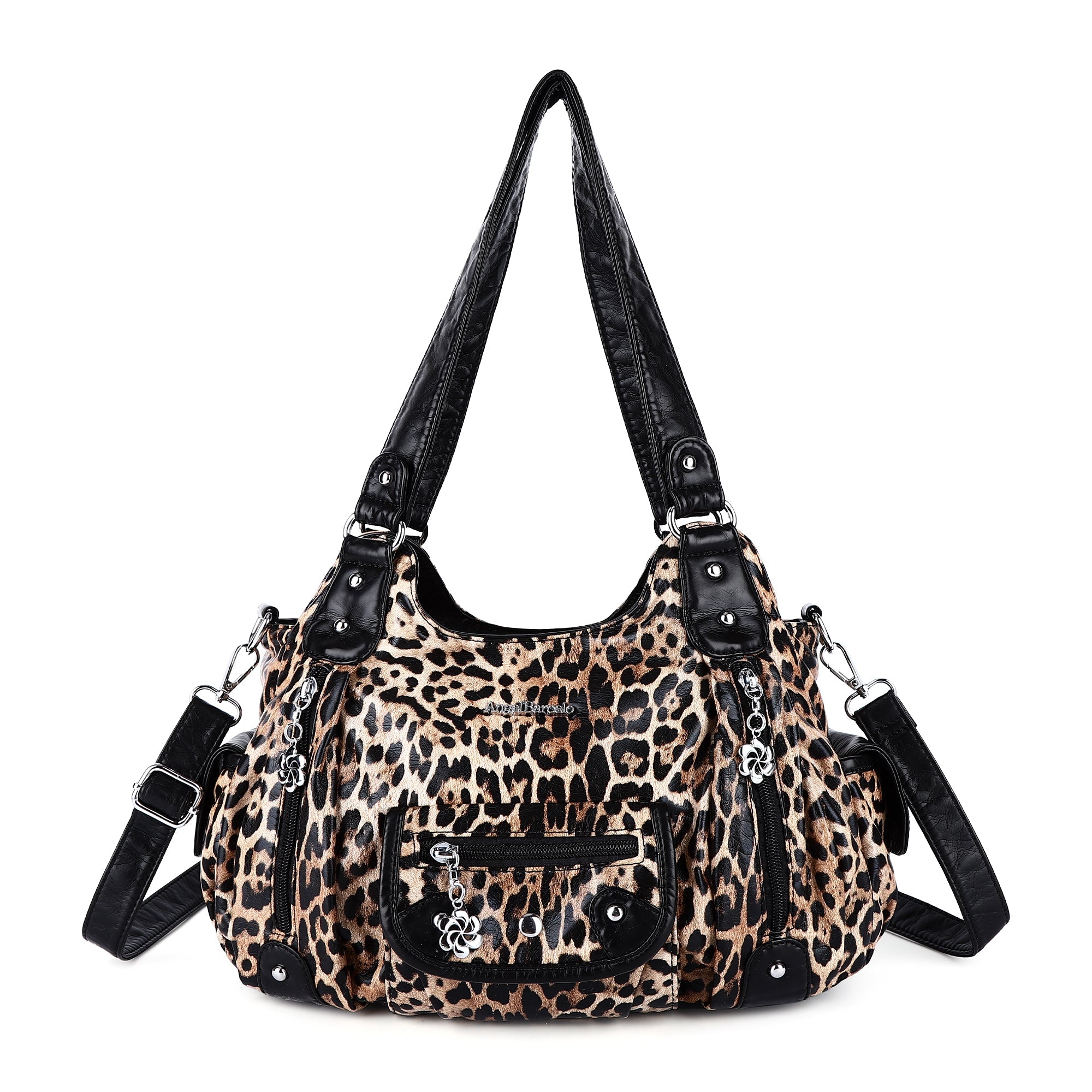 Multi-Print Patchwork Shoulder Crossbody Bag with Wide Straps