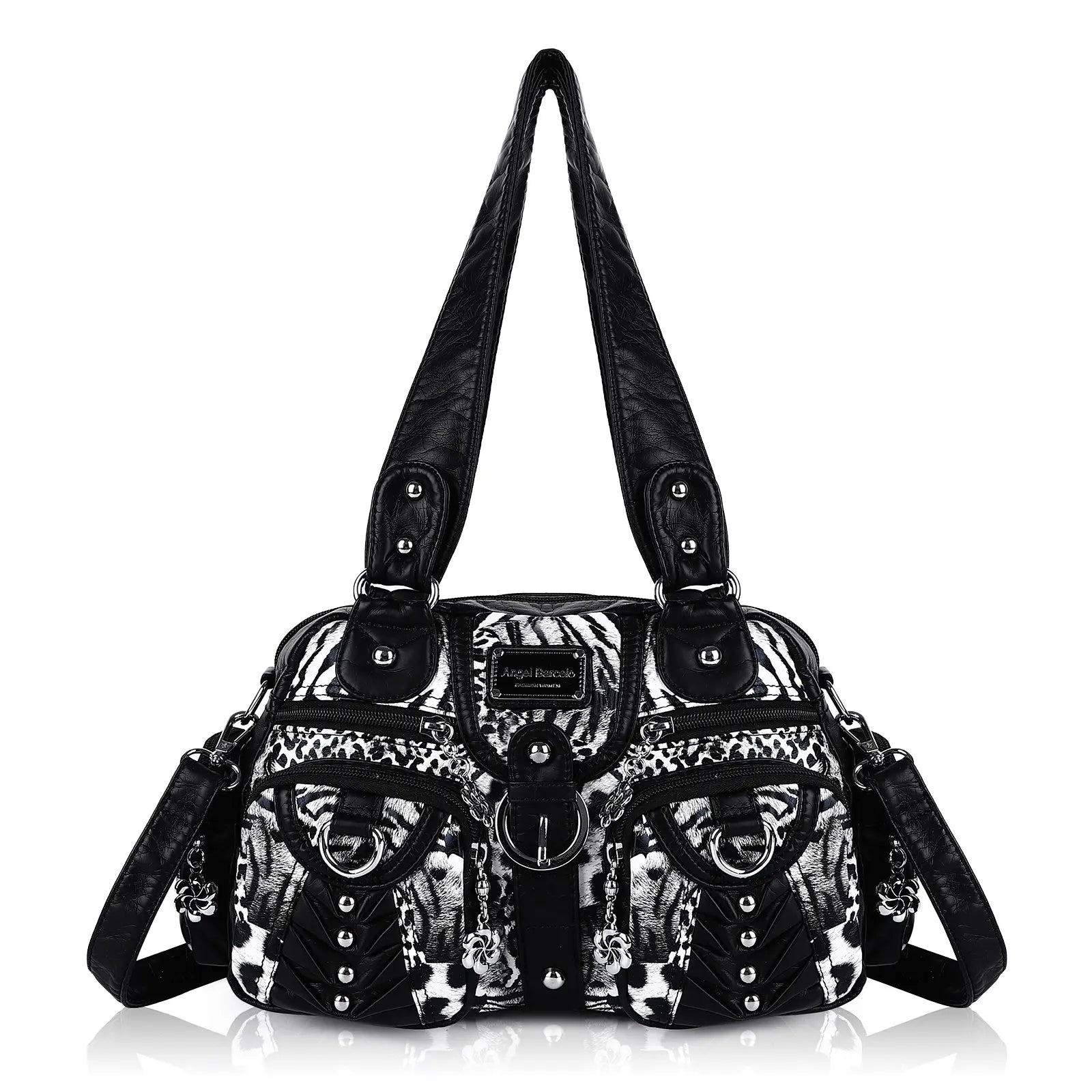 Fashion Multi-Pocket Compartment Leopard Print Handbag