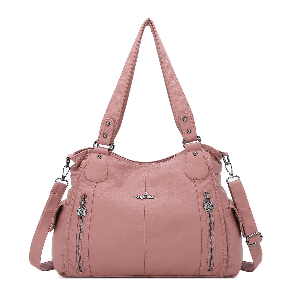 Large Multi-Pocket Shoulder Bag with Adjustable Strap