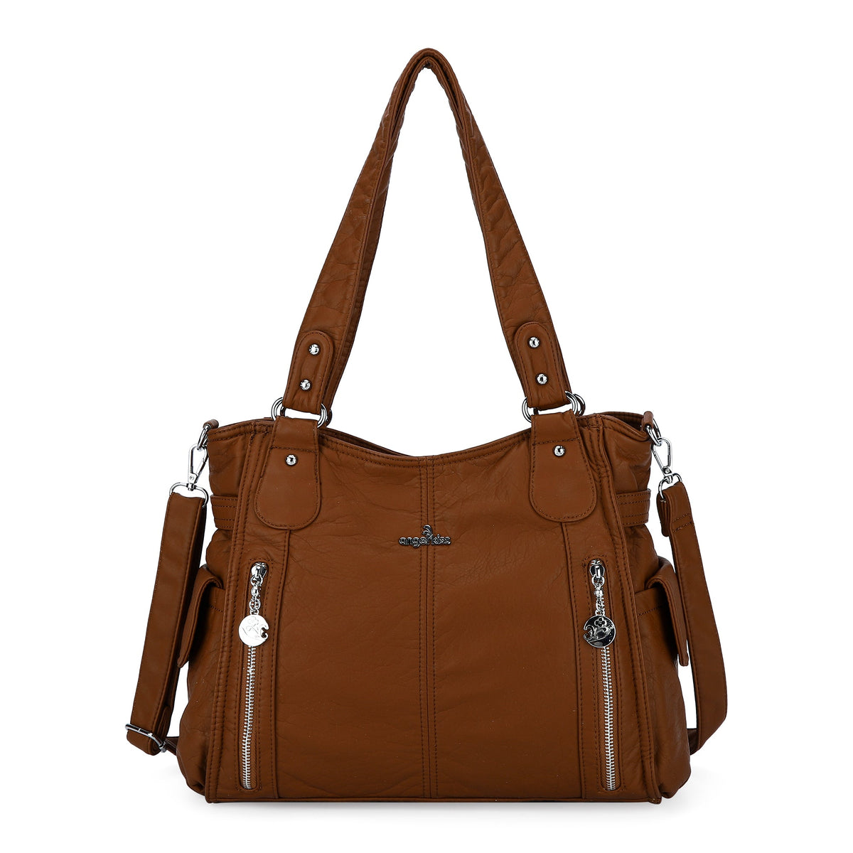 Large Multi-Pocket Shoulder Bag with Adjustable Strap
