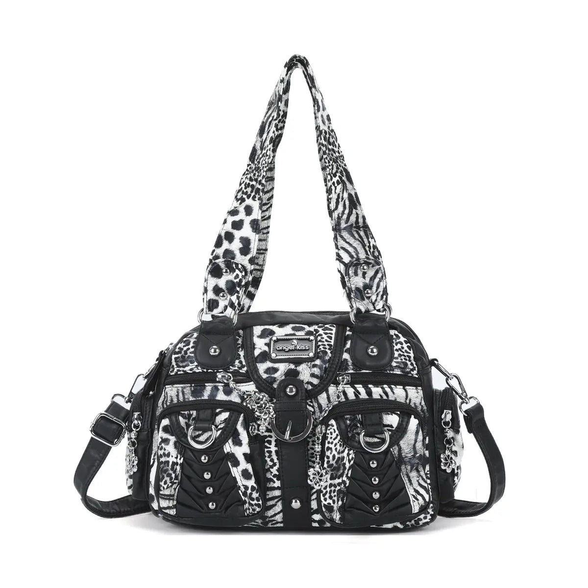 Fashion Multi-Pocket Compartment Leopard Print Handbag