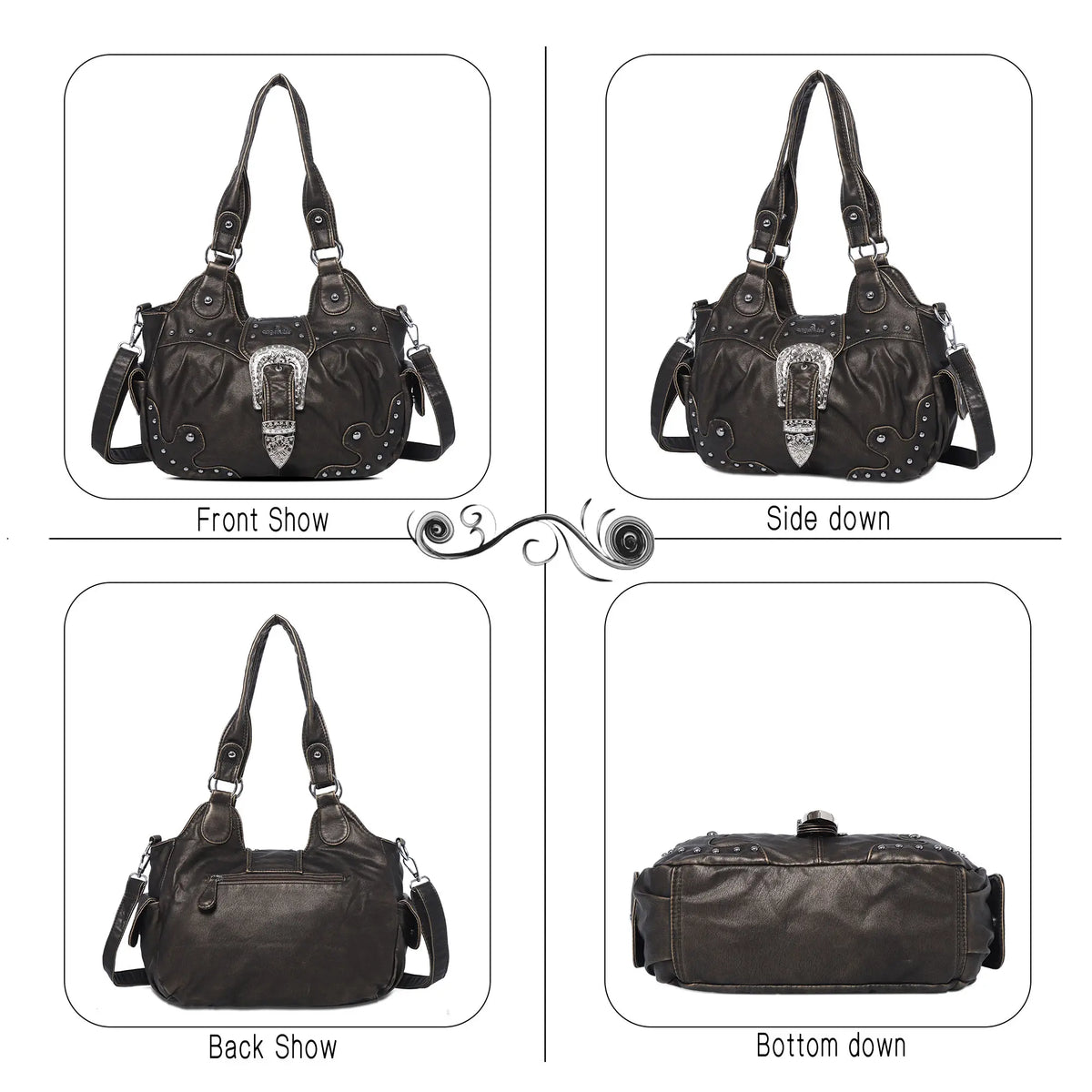 Everyday Hobo Shoulder Bag with Contrast Trim Details