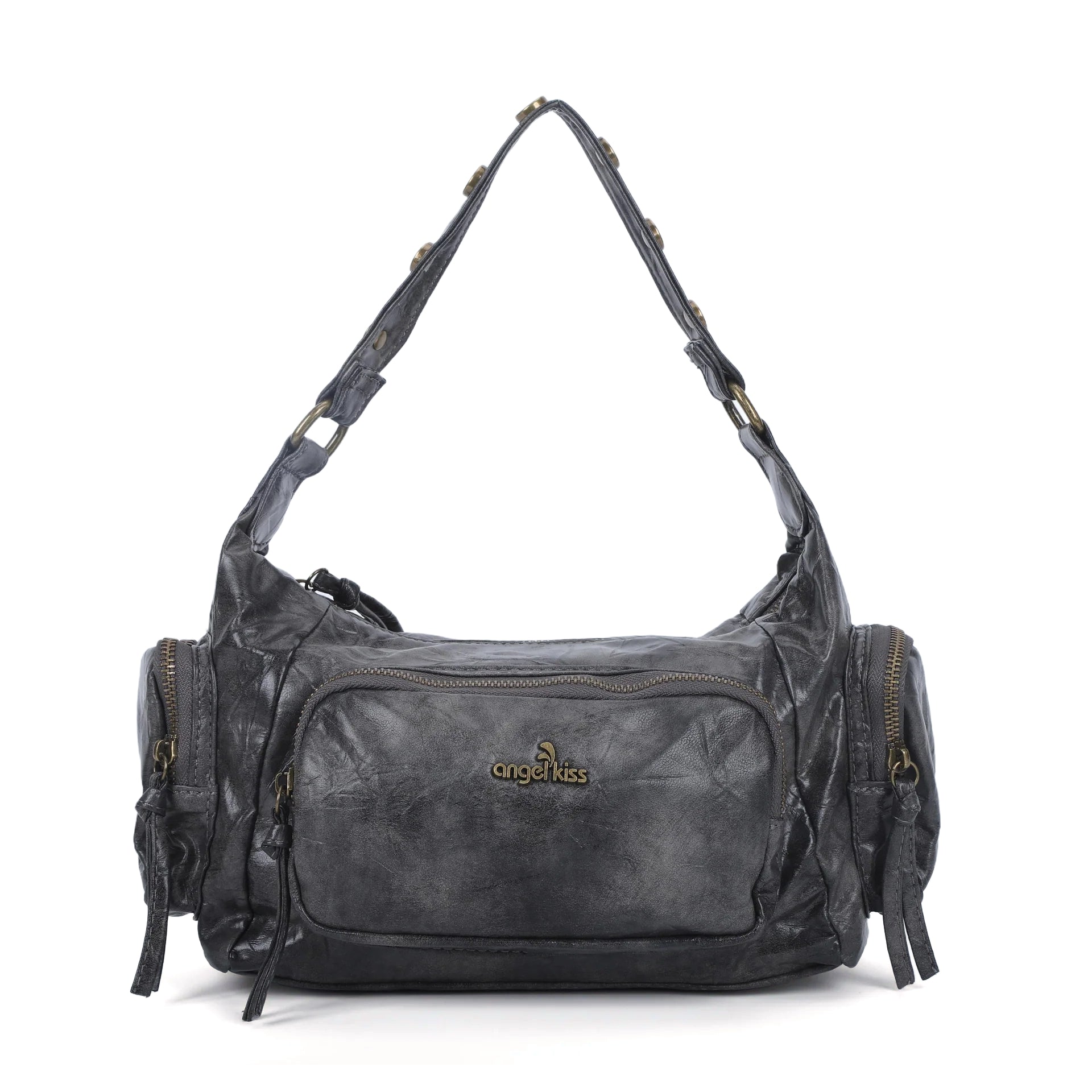 Vintage Washed Multi-Zip Women’s Shoulder Bag