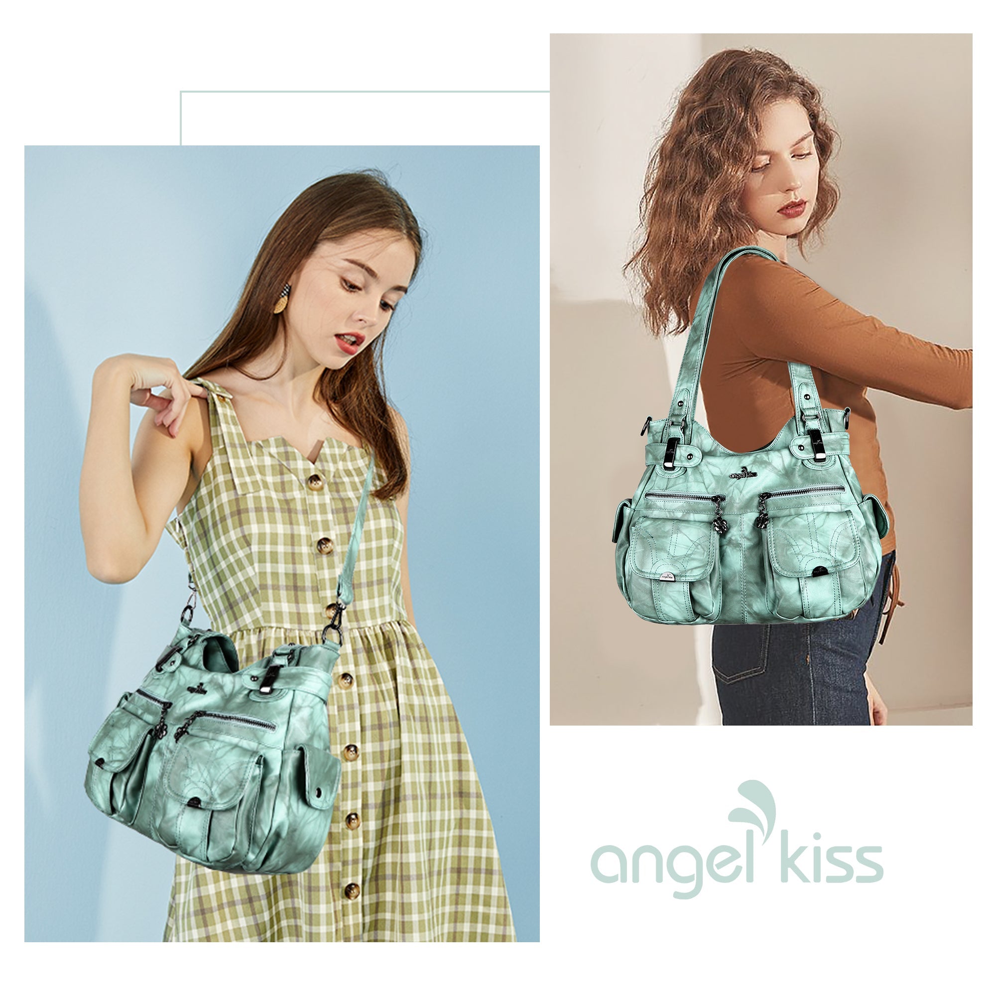 Tie-Dye Washed Vegan Leather Multi-Pocket Hobo Bag