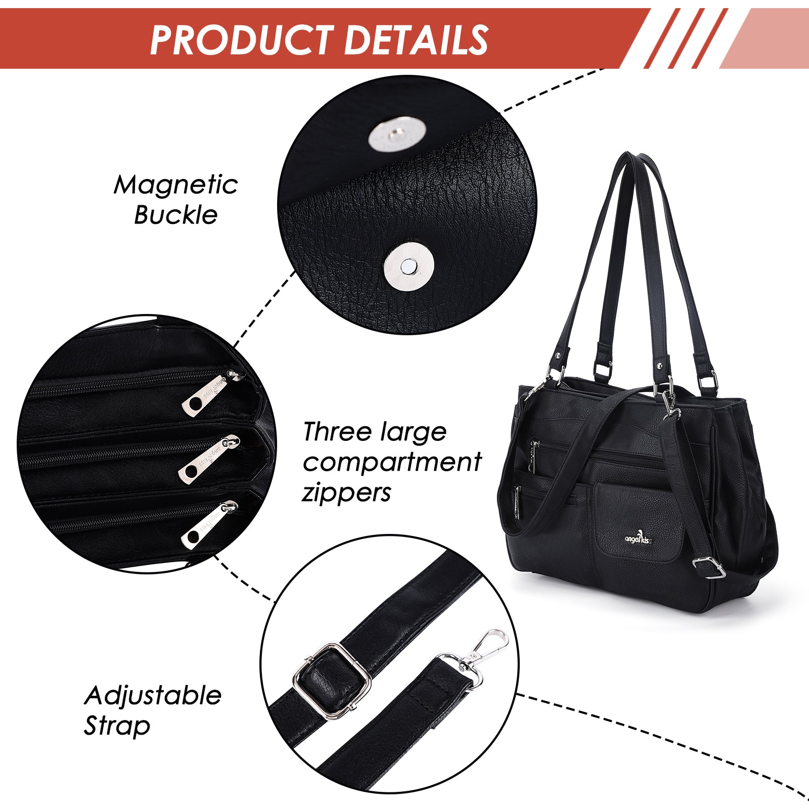 Multi-Pocket Shoulder & Crossbody Commuter Bag