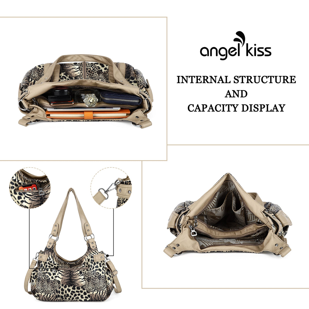 Fashion Large Capacity Leopard Print Shoulder Hobo Bag