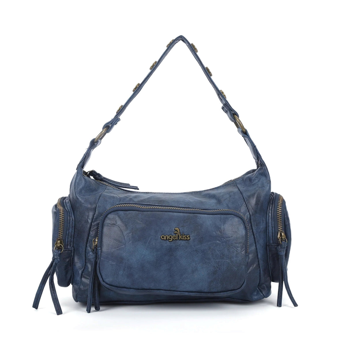 Vintage Washed Multi-Zip Women’s Shoulder Bag