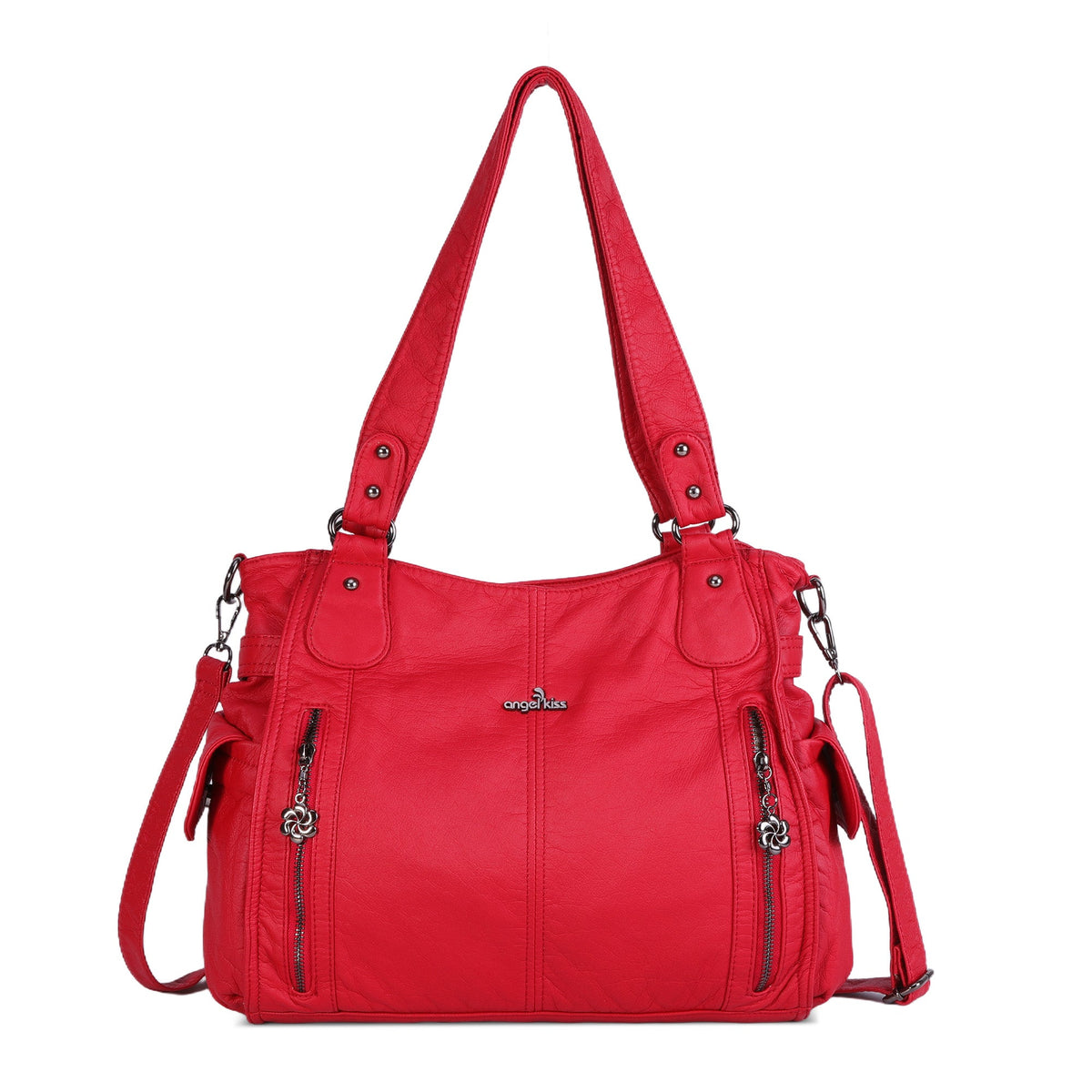 Large Multi-Pocket Shoulder Bag with Adjustable Strap