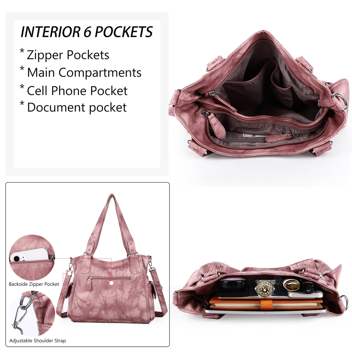Large Tie-Dye Multi-Pocket Shoulder Bag