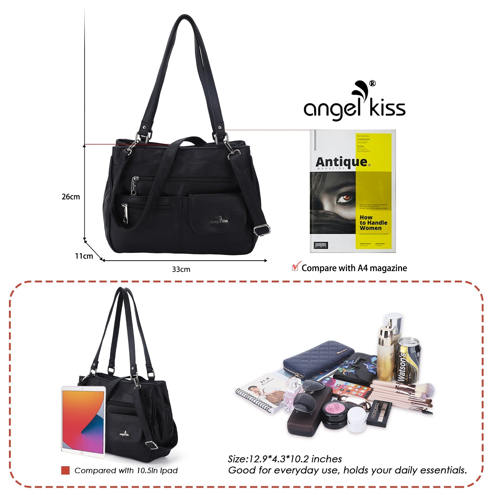 Multi-Pocket Shoulder & Crossbody Commuter Bag