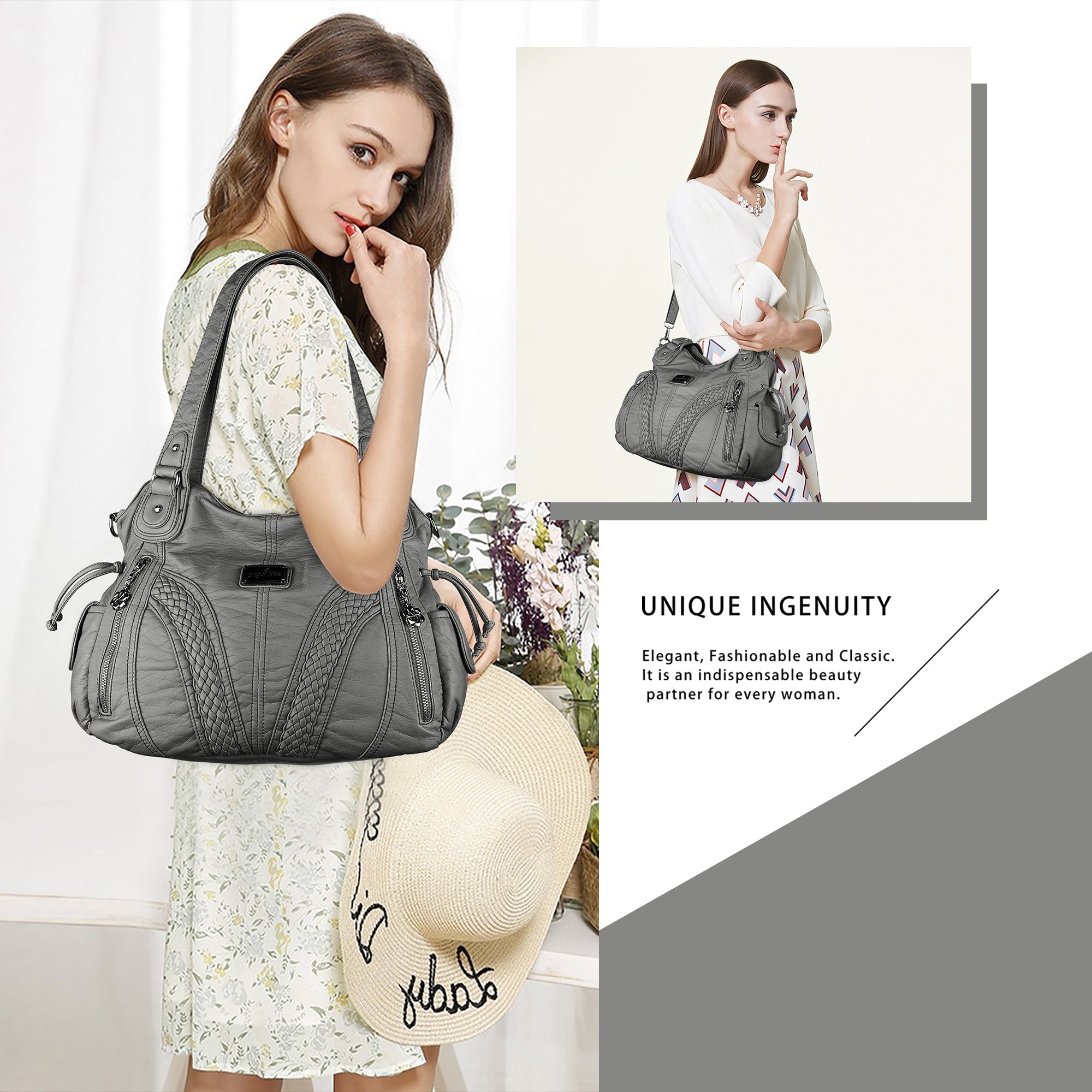 Washed Large Capacity Daily Women Waterproof Unique Hobo Handbag