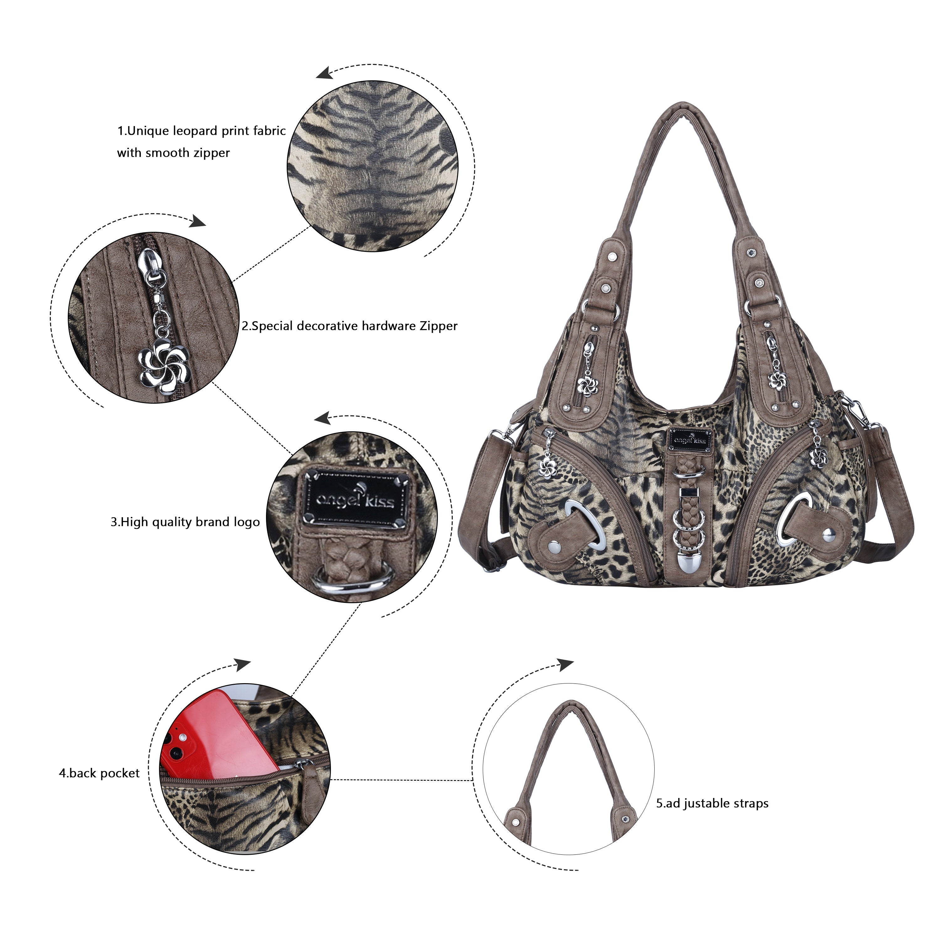 Large Capacity Multi-Functional Leopard Print Shoulder Bag
