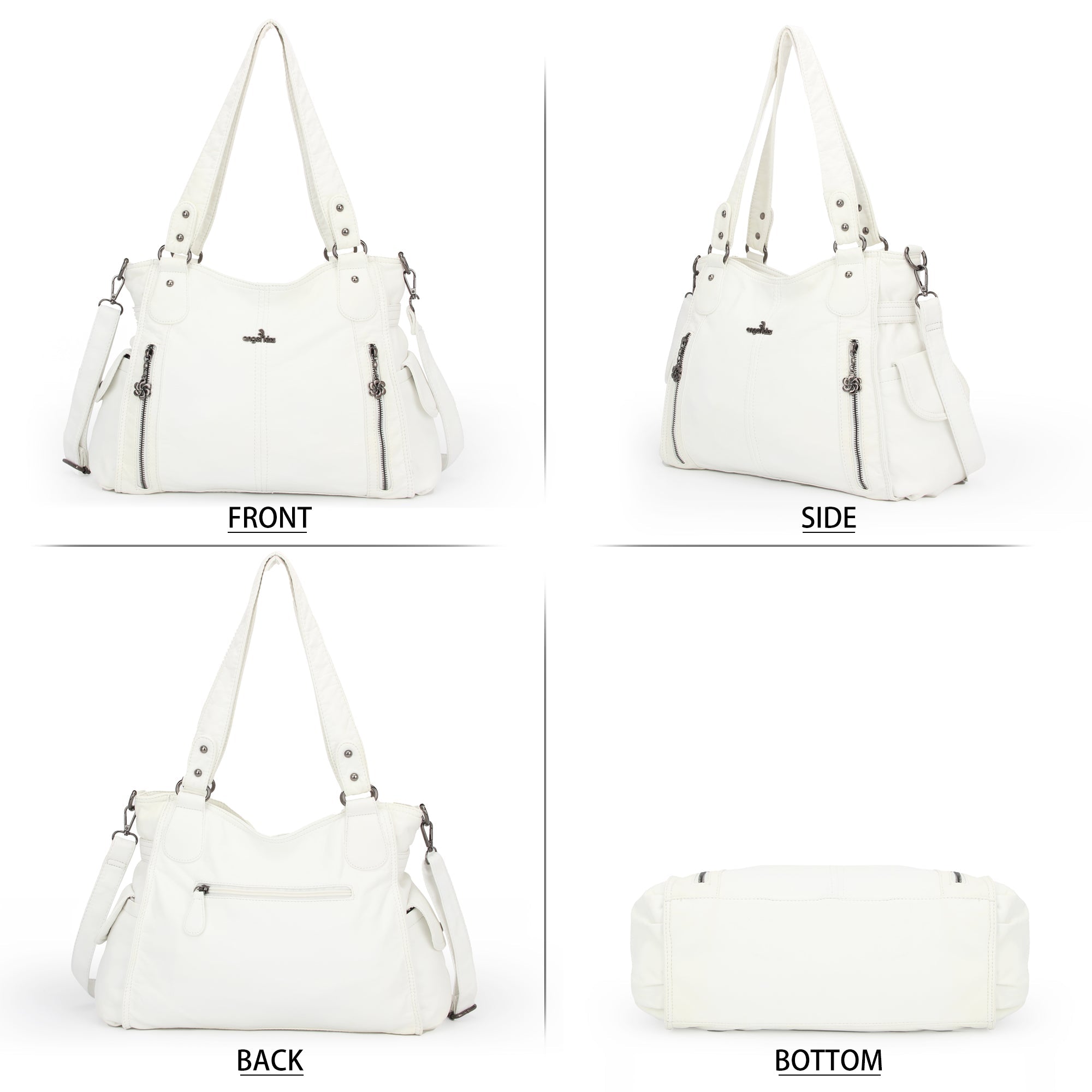 Large Multi-Pocket Shoulder Bag with Adjustable Strap