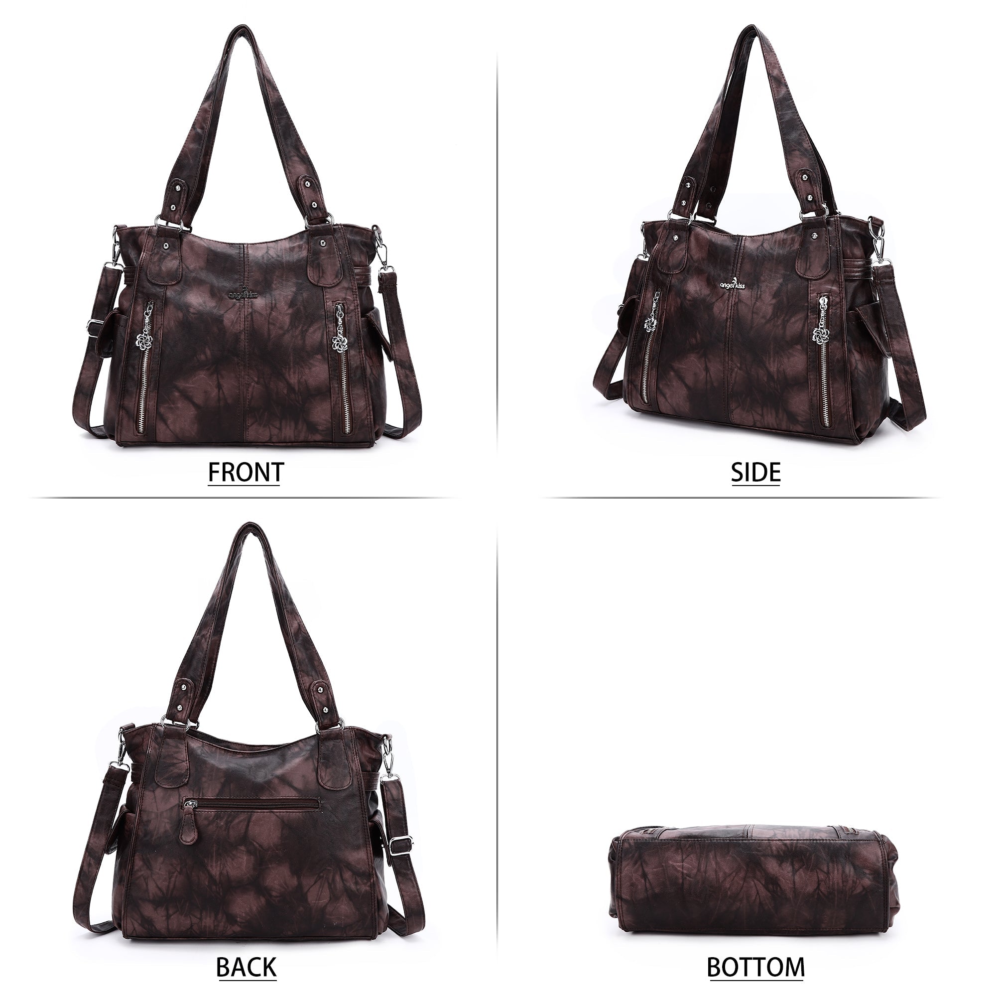 Large Tie-Dye Multi-Pocket Shoulder Bag