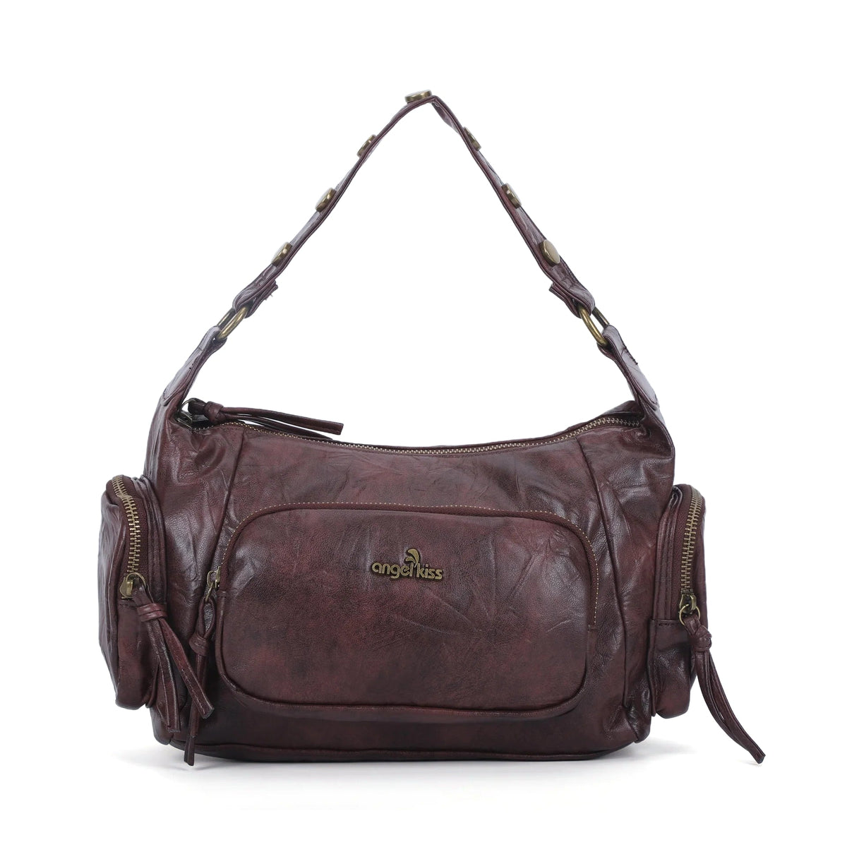 Vintage Washed Multi-Zip Women’s Shoulder Bag