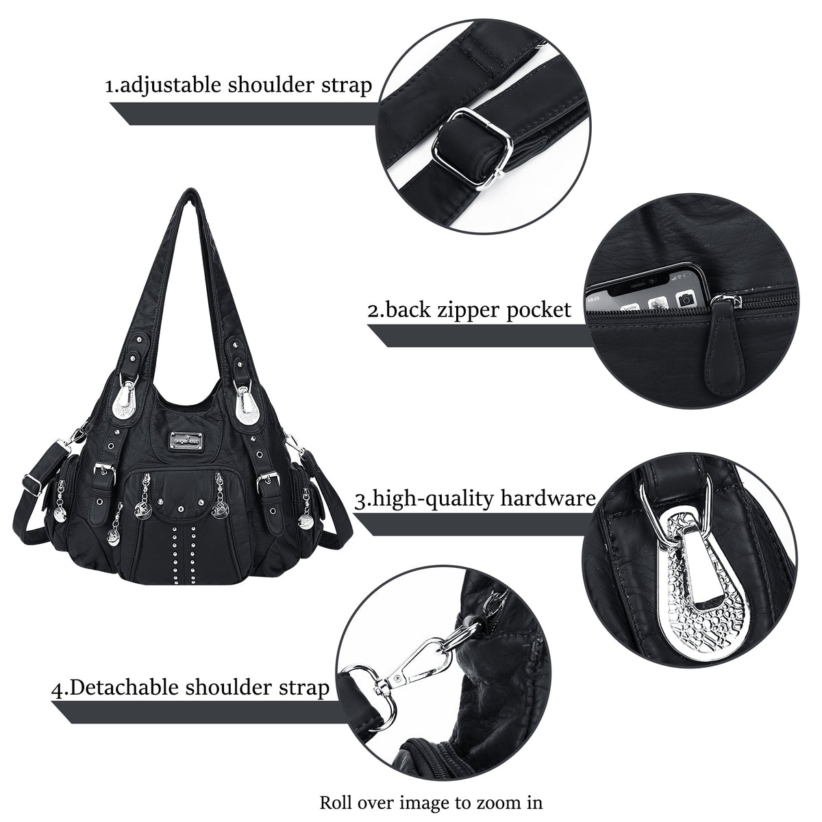 Structured Eco-Friendly Shoulder & Crossbody Bag with Multi-Pockets