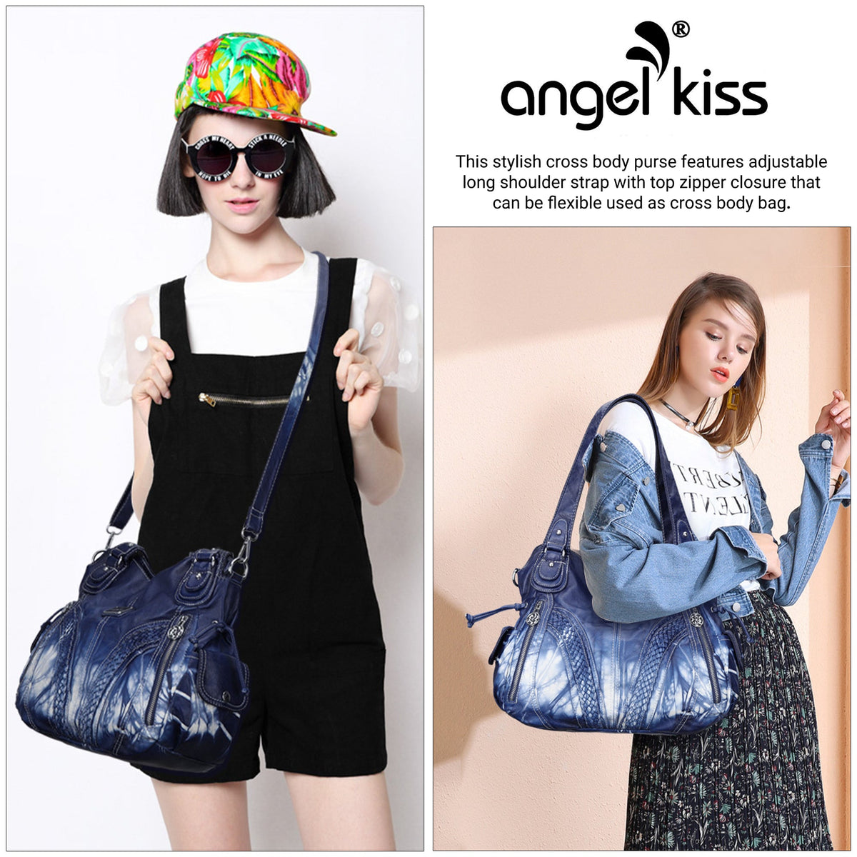 Washed Vegan Leather Braided Multi-Pocket Shoulder Bag